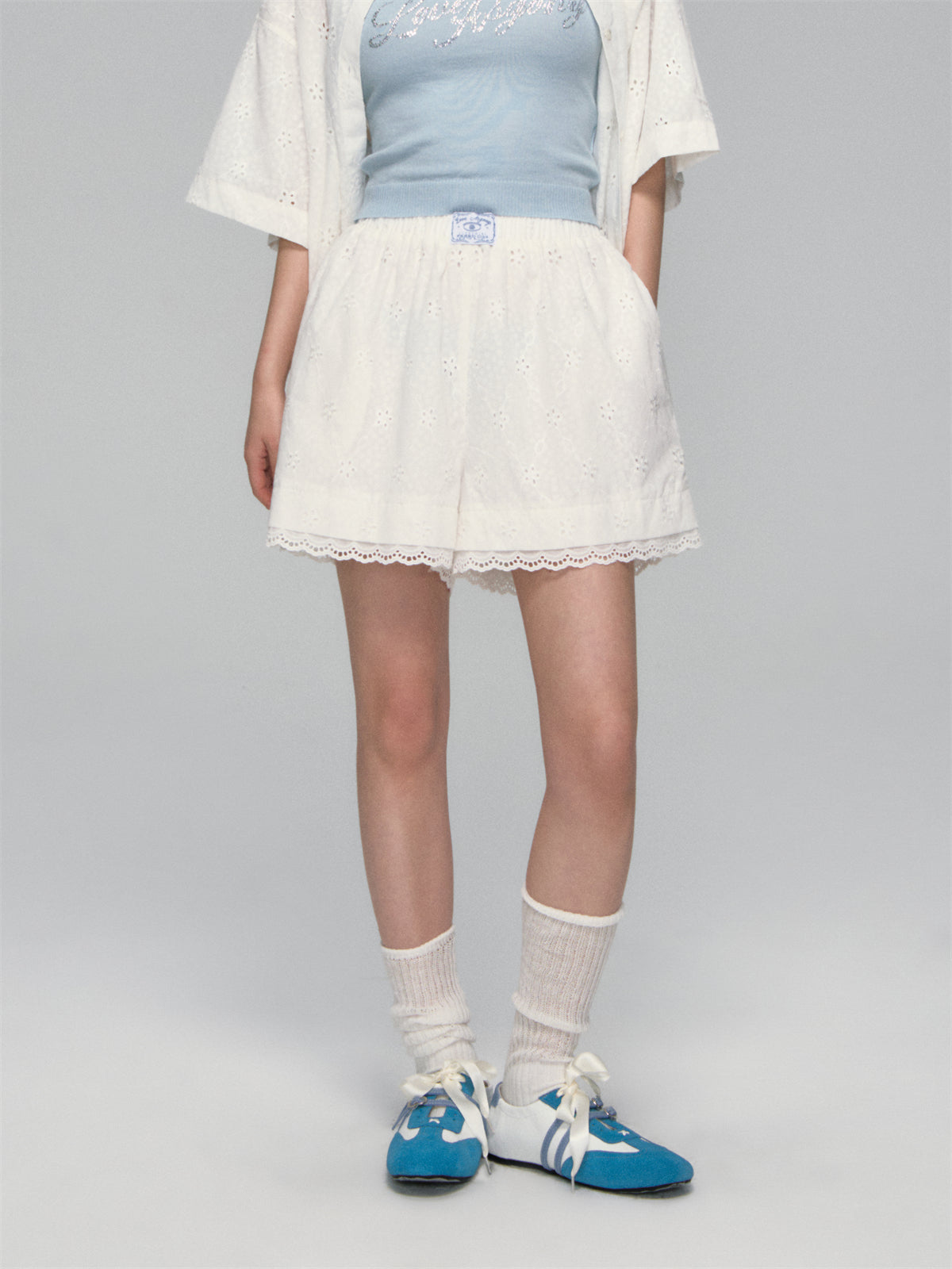 AsGony ASG25114&ASG25115 Cotton loose short sleeved shirt + shorts set (seperate)