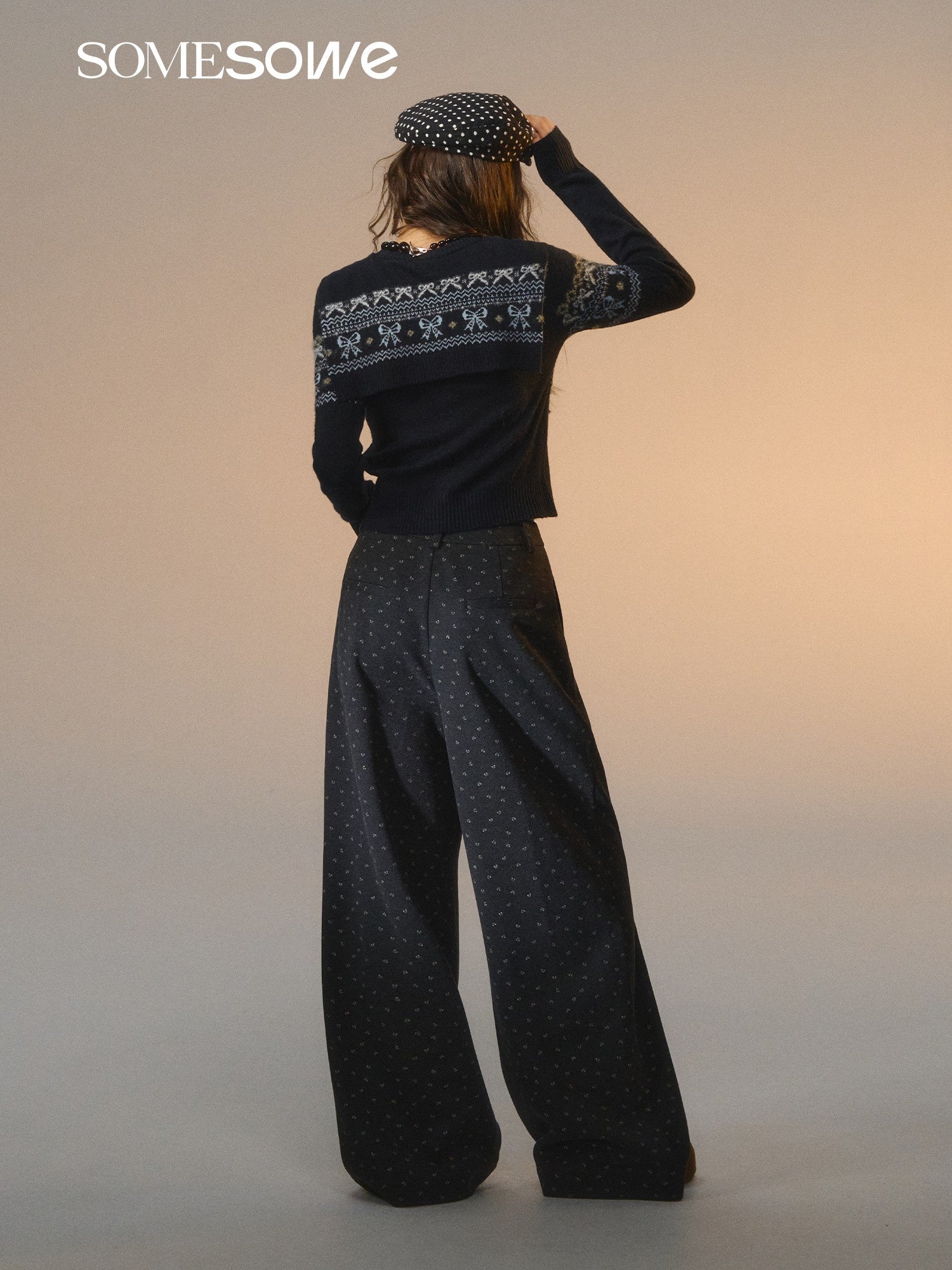 SOMESOWE S2508277 Fair Island Bow Fake Two Sweater