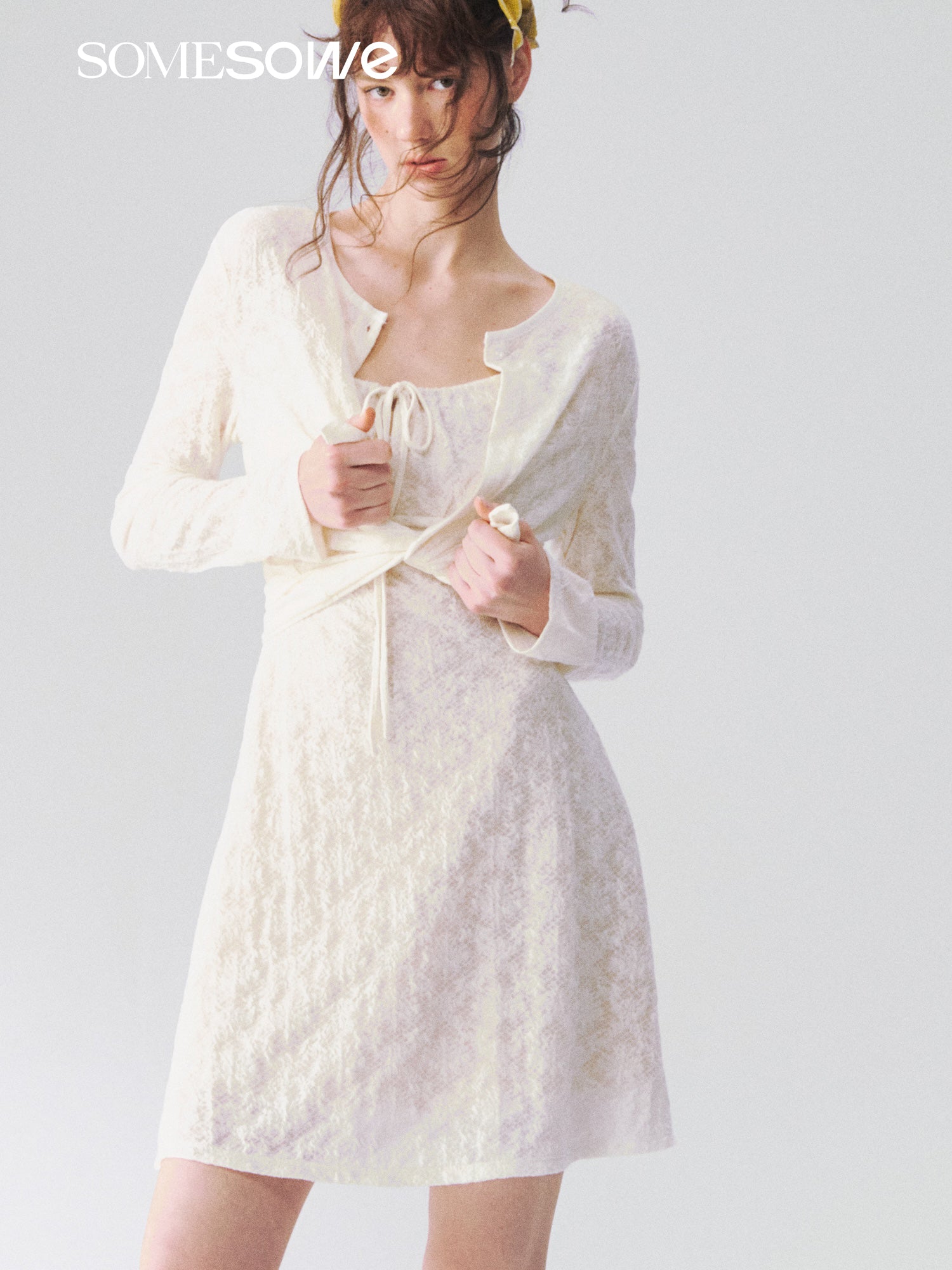 SOMESOWE S2609107 Jacquard texture camisole dress