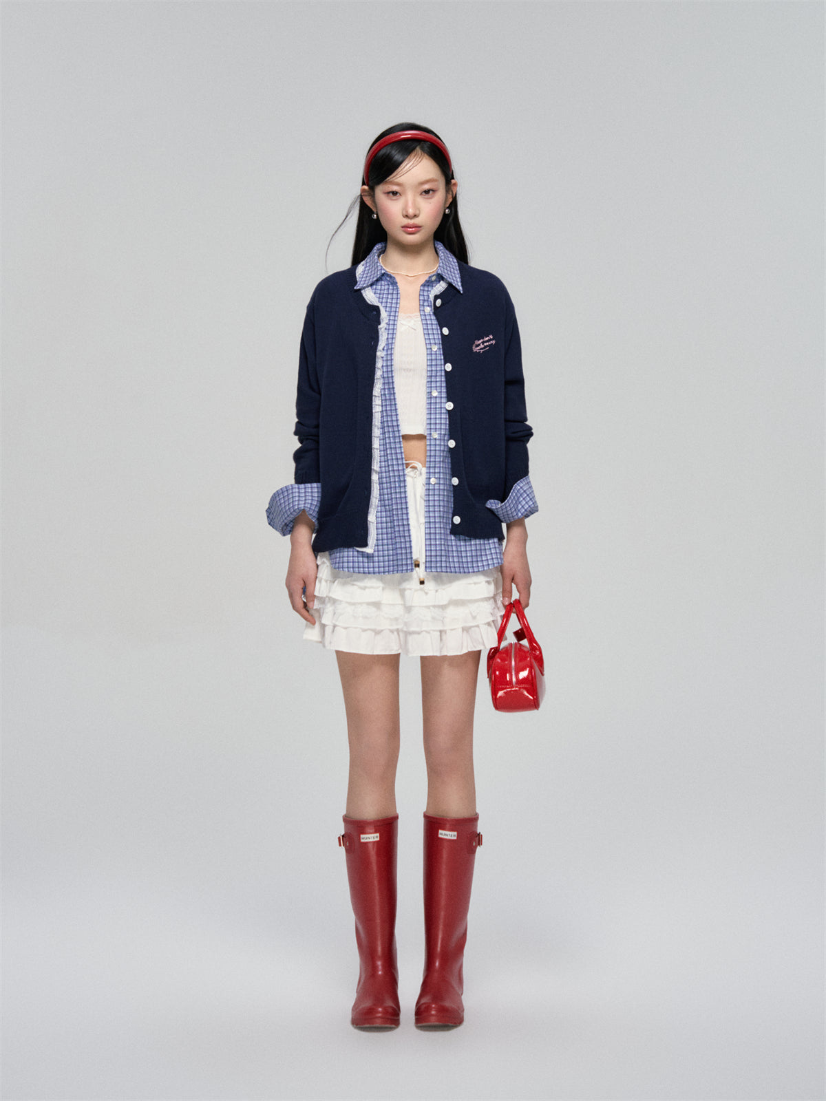 AsGony ASG25079 Rose embroidery lace knit cardigan