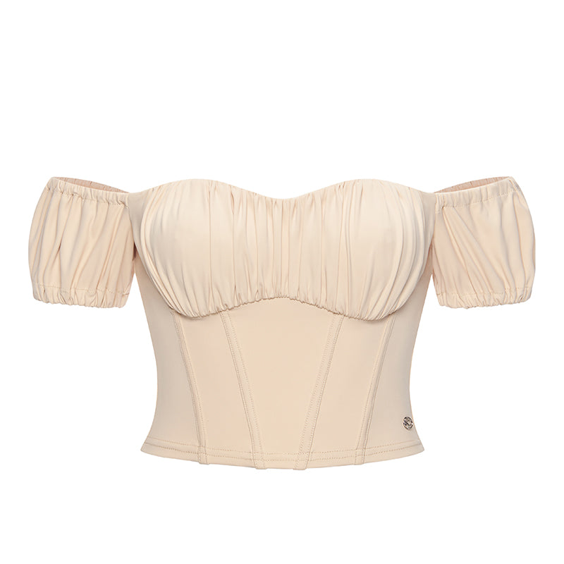 SHEERLUCK TZ25602 Off shoulder corset top + skirt set (2color)