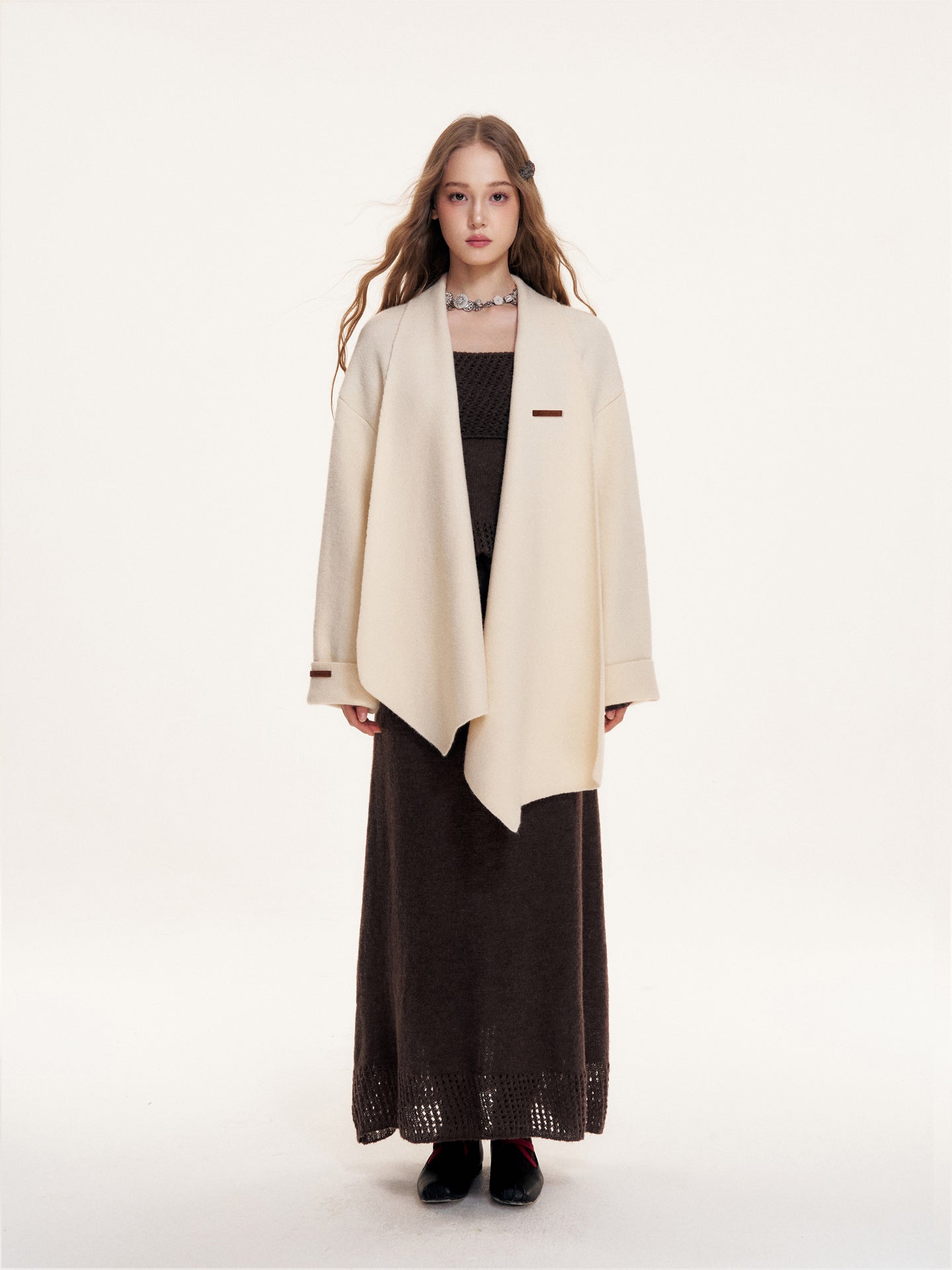 16DEWS 16D25387&16D25388 Off shoulder knitted top + skirt set