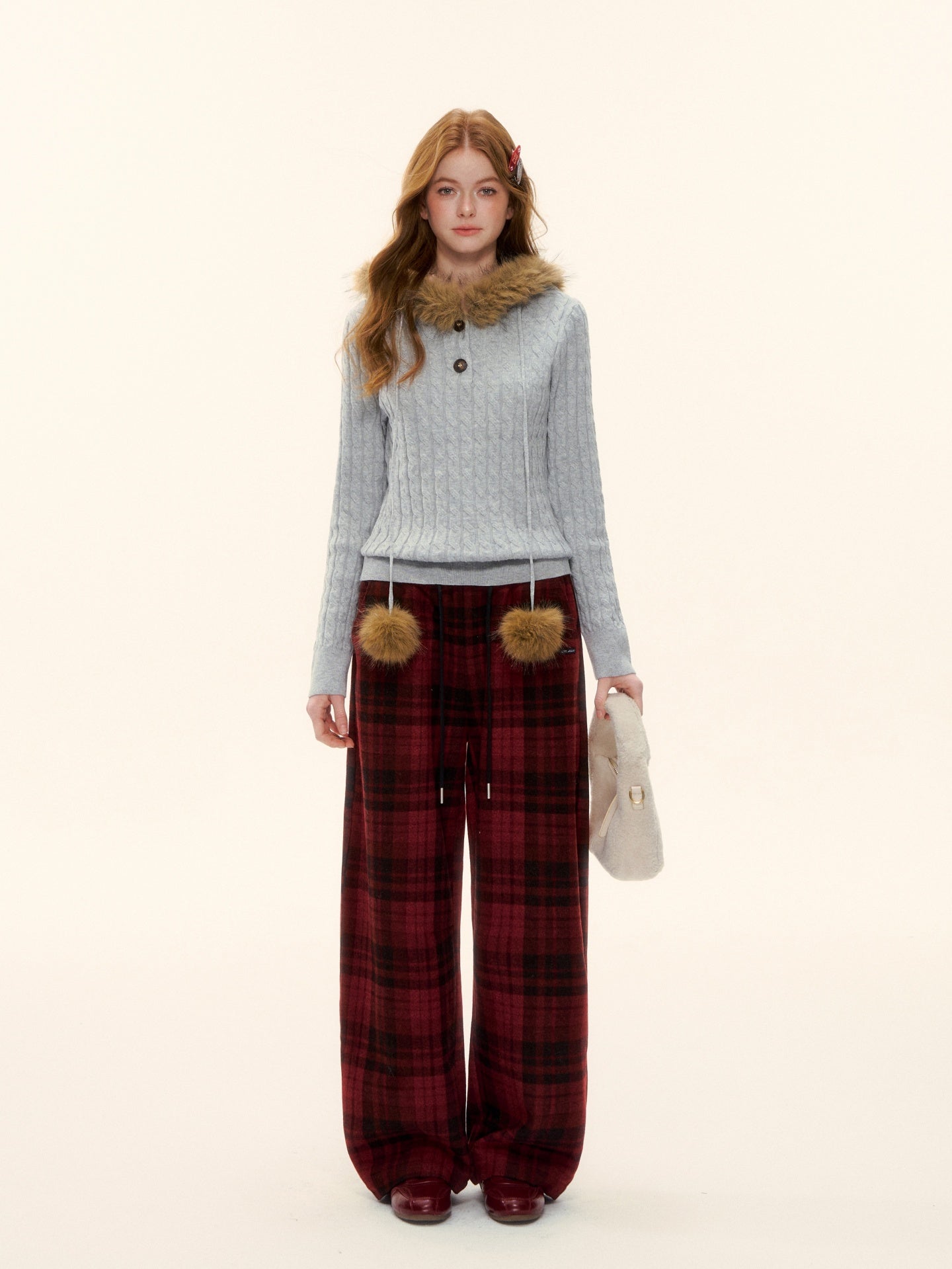AsGony ASG25624 Woolen Twisted Woolen Collar Pullover Knitted Sweater