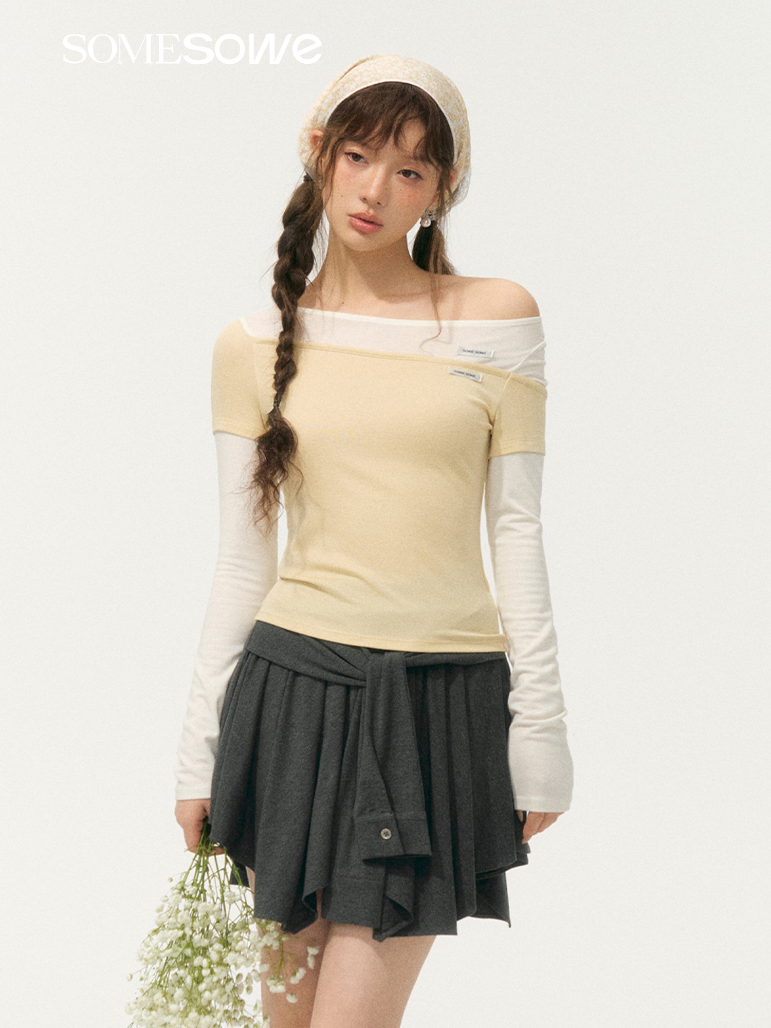 SOMESOWE S2508054 Irregular lace up skirt