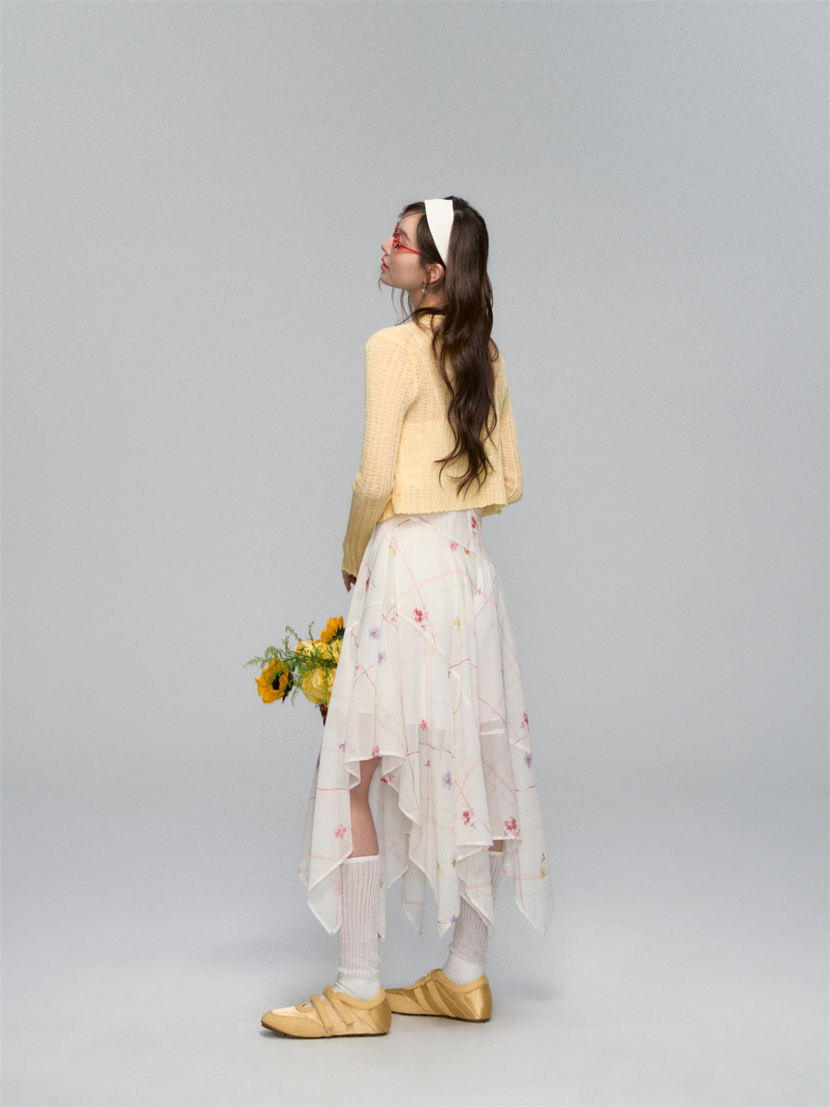 AsGony ASG25160 Chiffon floral irregular camisole dress