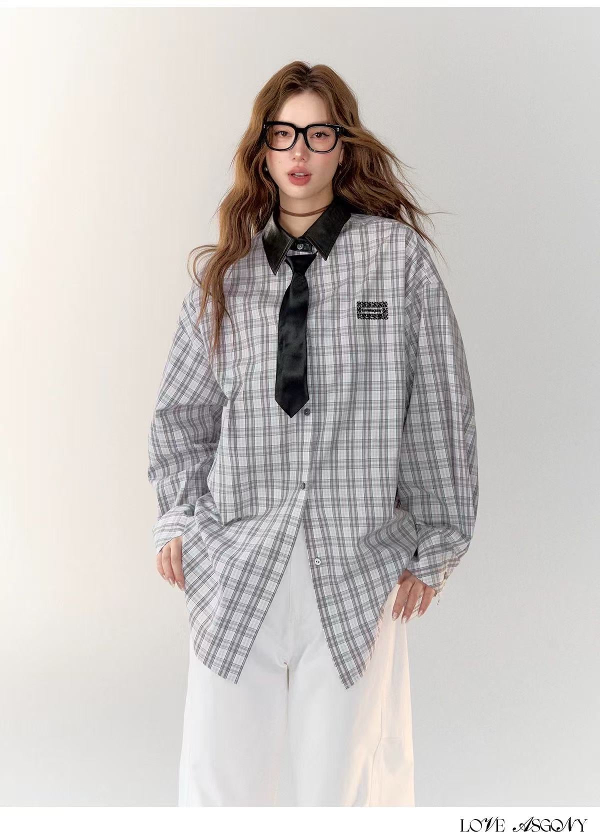 AsGony ASG24758 Casual plaid shirt