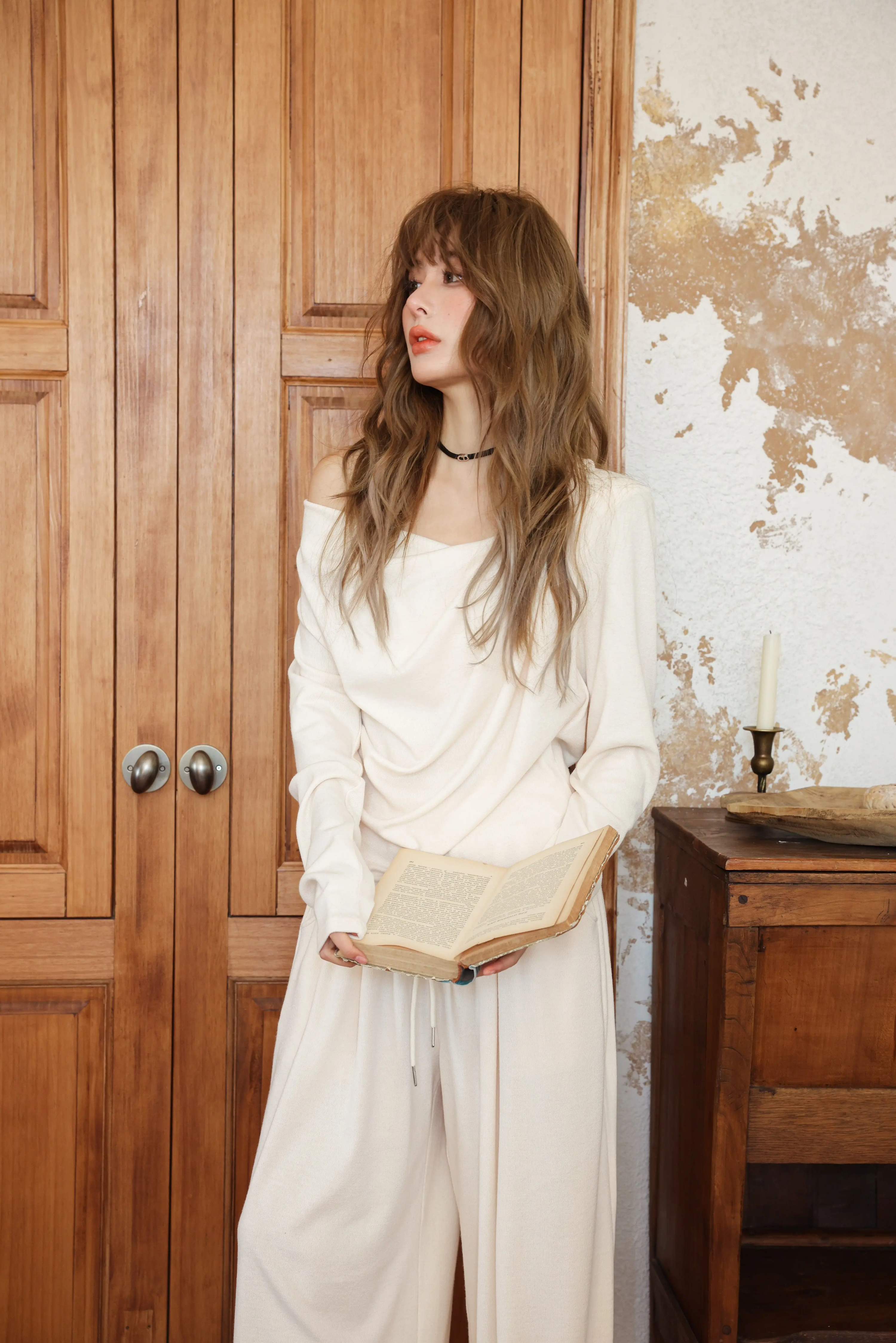 Cloud Season CT224002 One-Shoulder Lazy Set(2color)