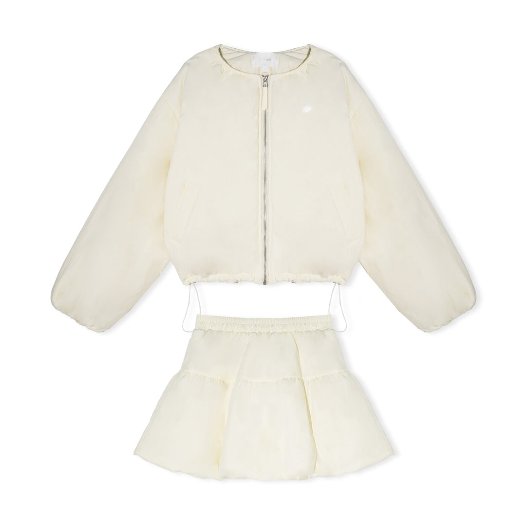 16DEWS 16D25536 Round neck cotton jacket + A-line skirt two-piece set