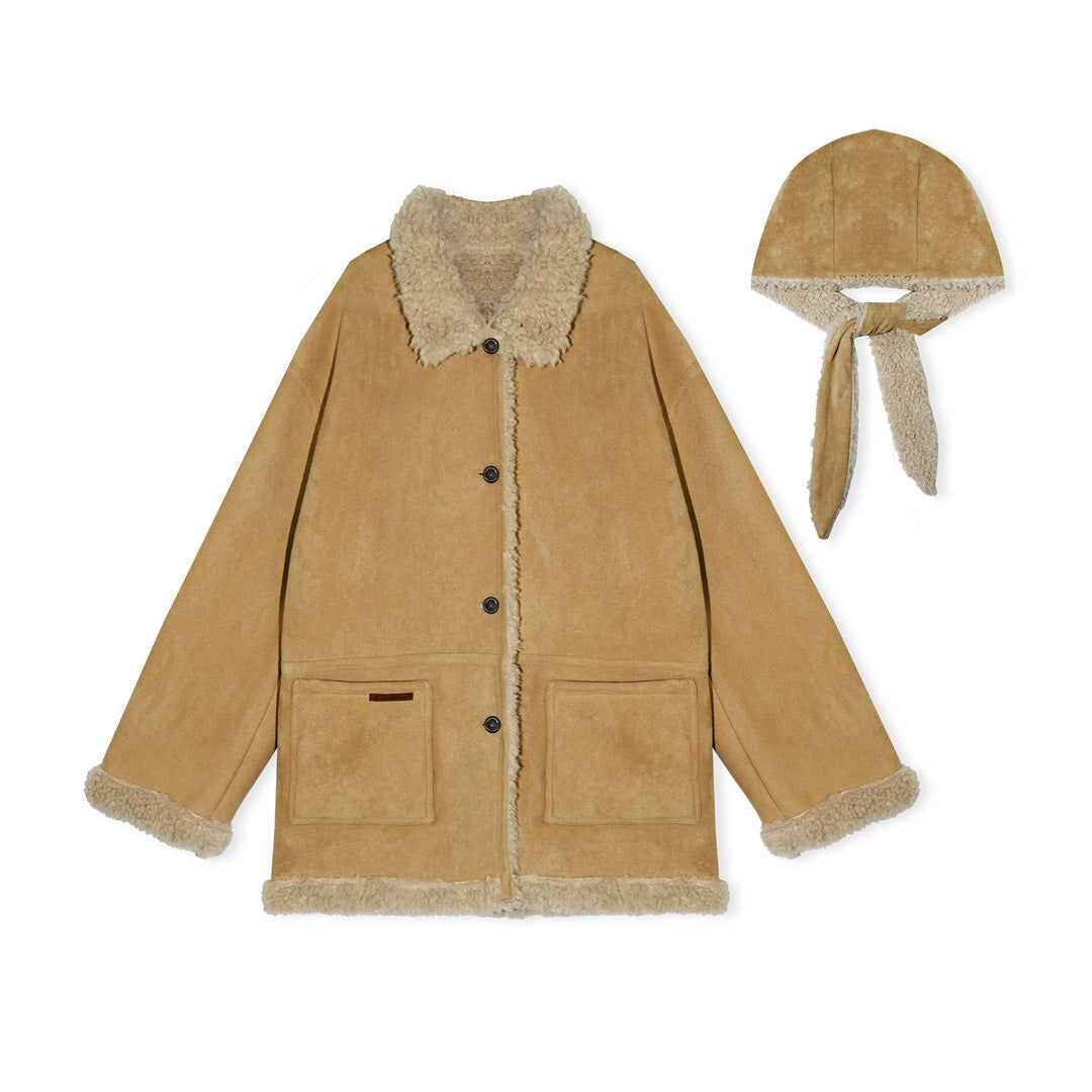 16DEWS 16D25532 Fur integrated mid length jacket