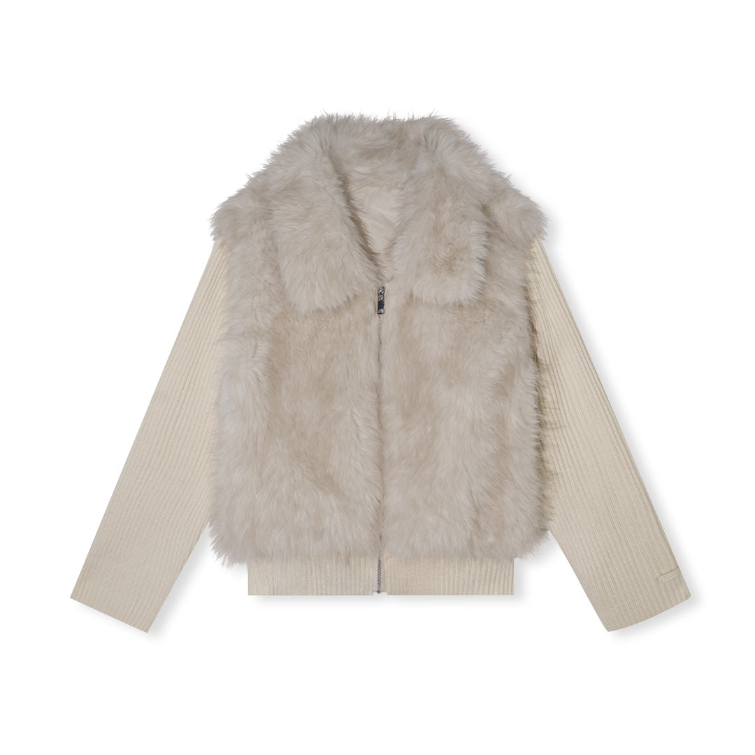 16DEWS 16D25524 Environmentally friendly fur collar coat