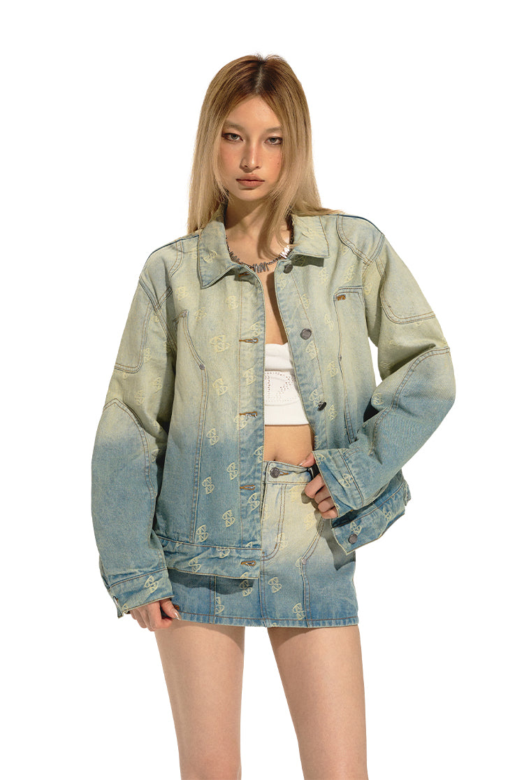 NAWS DQ050724 Gradient denim skirt