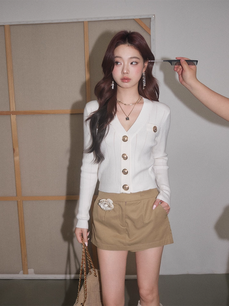 OLIVIA DUO DSY25352 Gold Buttons Knit Top(2color)