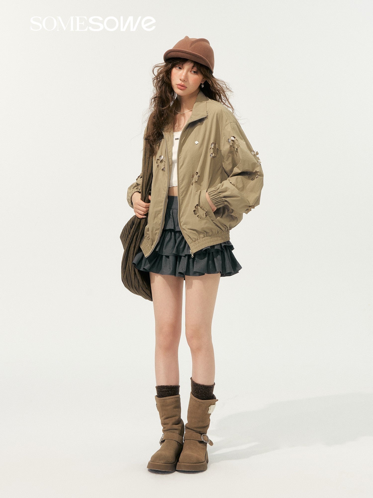SOMESOWE S2508193 Heavy industry hollow flower jacket
