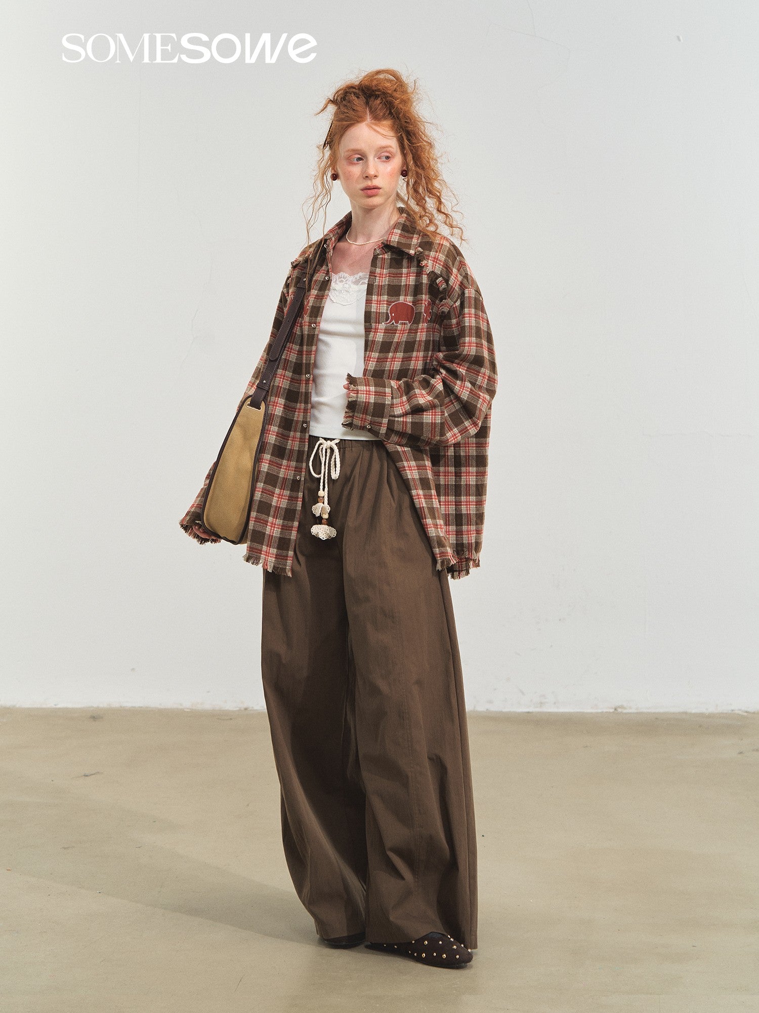 SOMESOWE S2508205 Fun fringe plaid shirt