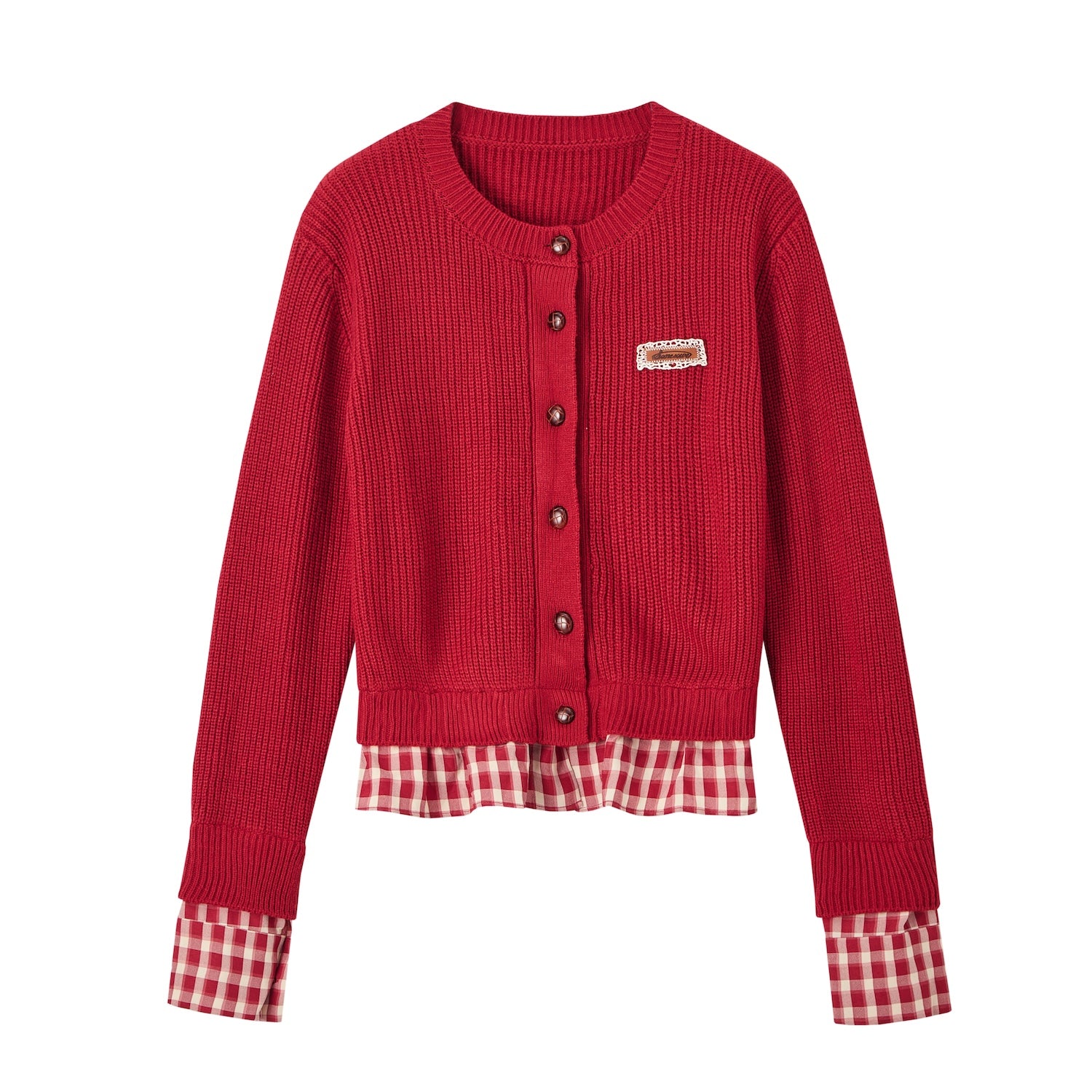 SOMESOWE S2407260 Vintage plaid lace sweater cardigan(2colors)