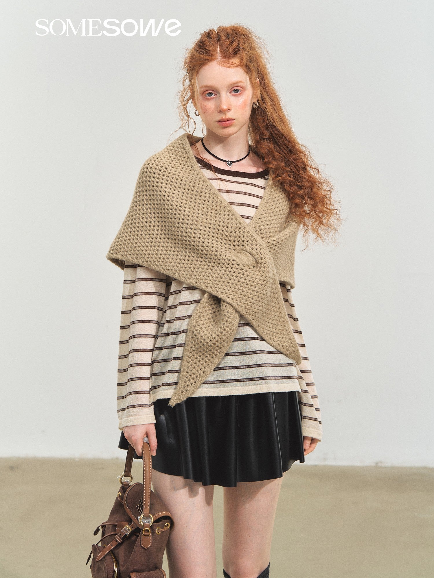 SOMESOWE S2508227 Vintage striped versatile knitted top