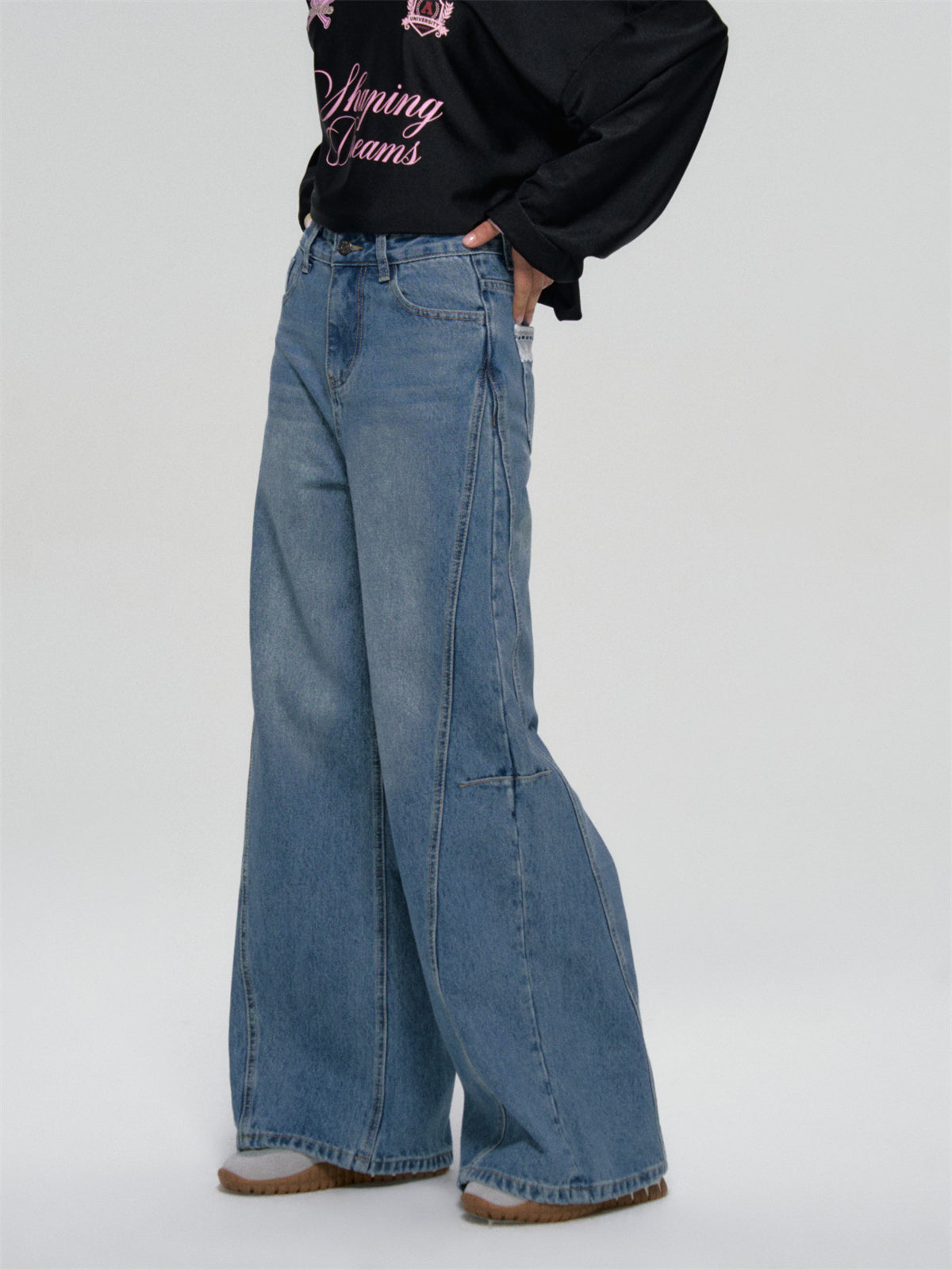 AsGony ASG25086 Lace straight leg jeans