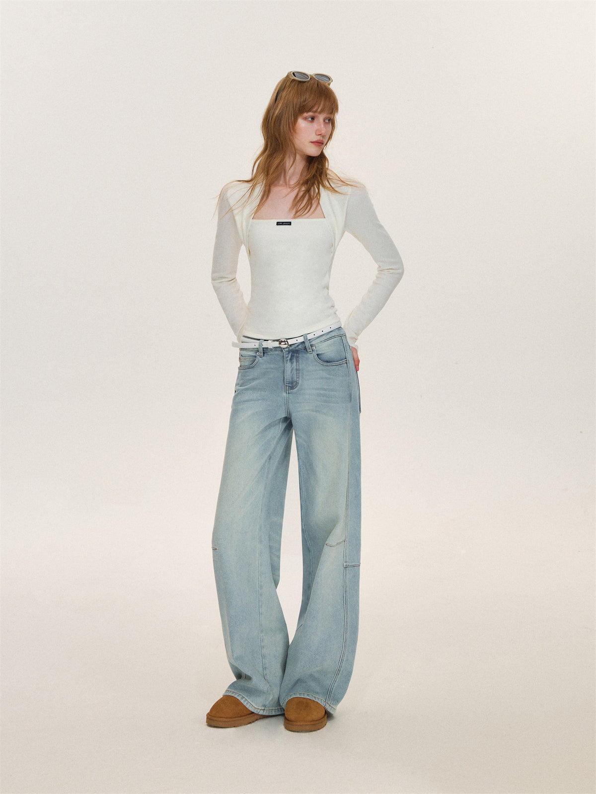 Asgony ASG26612 Faux-Layered Long-Sleeve Top