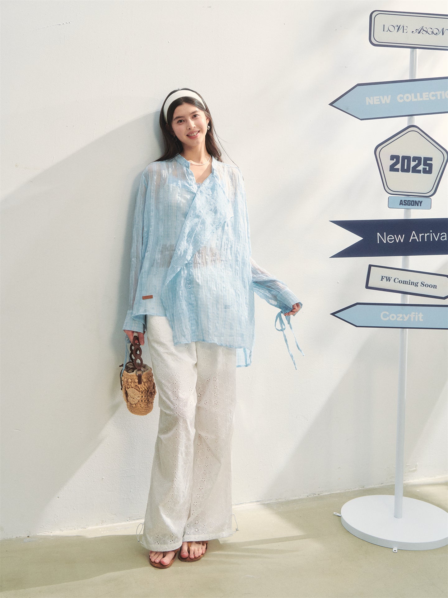 AsGony ASG25285 Irregular texture sunscreen shirt (2color)