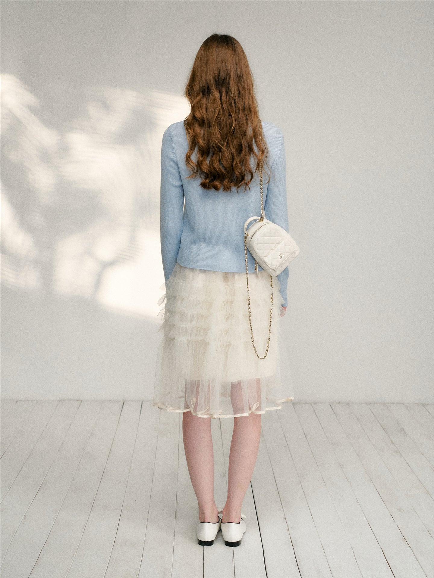 16DEWS 16D26124 Fake two piece lace collared knitted sweaters