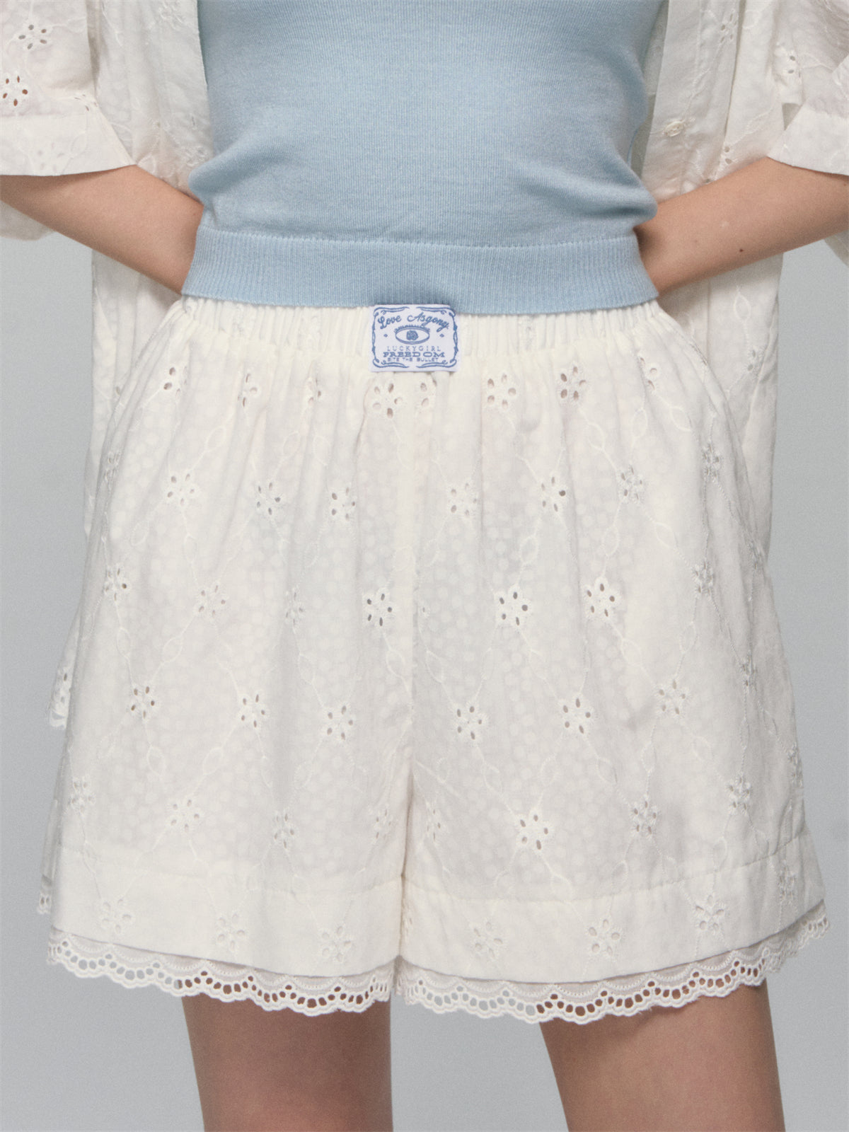AsGony ASG25114&ASG25115 Cotton loose short sleeved shirt + shorts set (seperate)