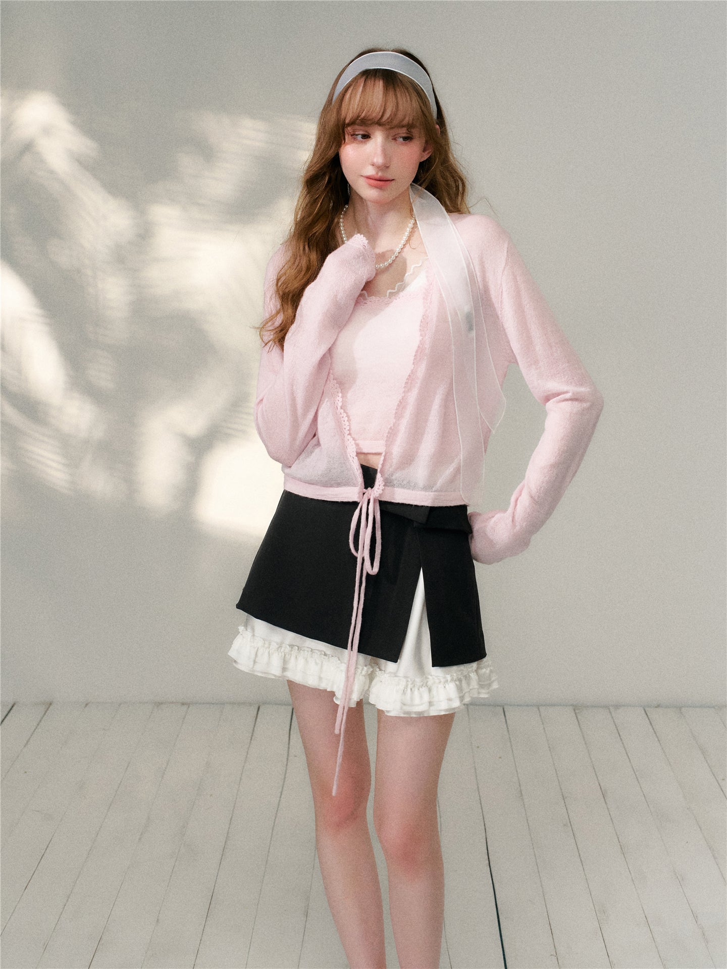 16DEWS 16D26088&16D26089 Woolen crochet knitted cardigan sling two-piece set + skirt