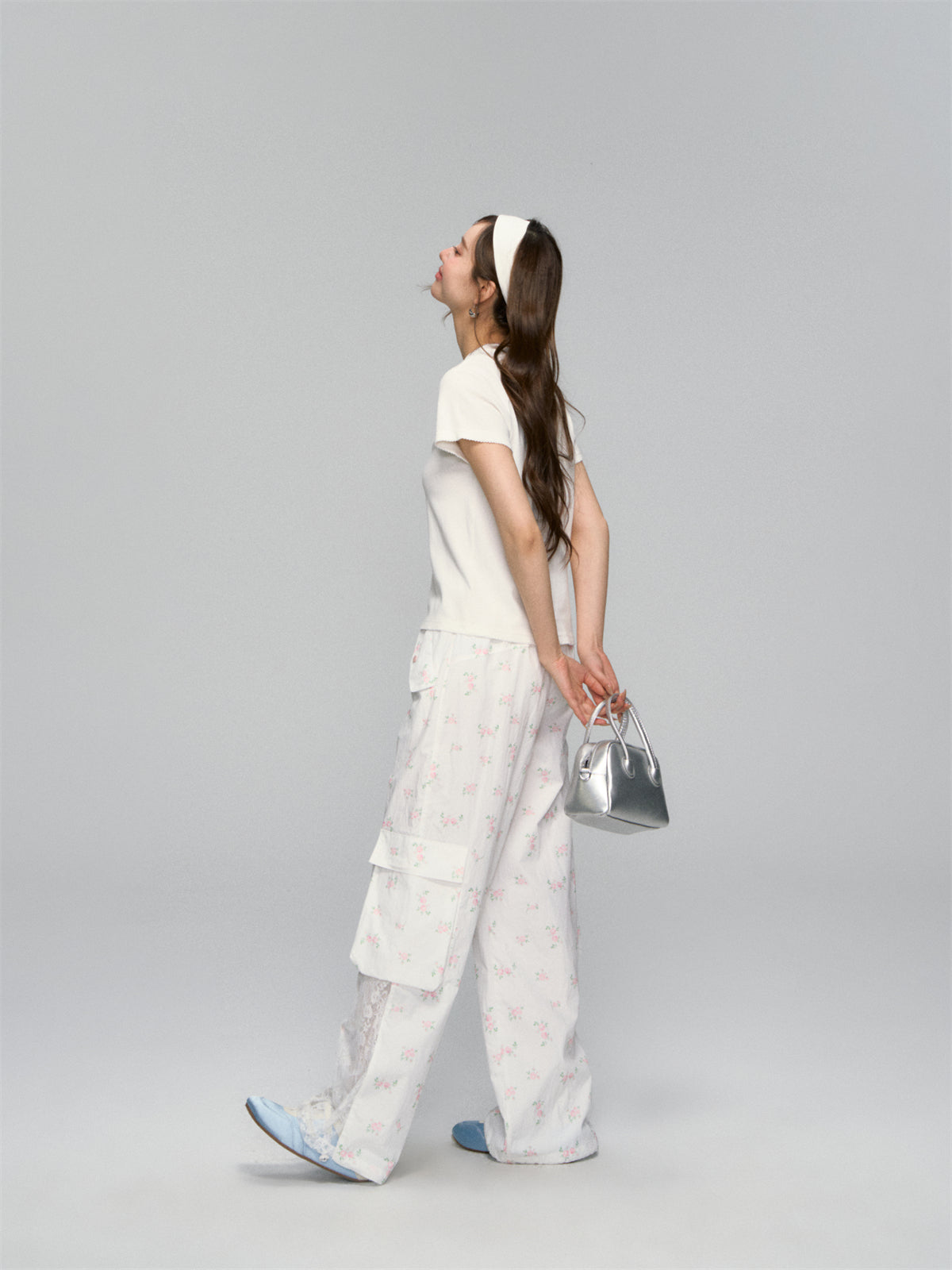 AsGony ASG25151 Printed border loose T-shirt (2color)