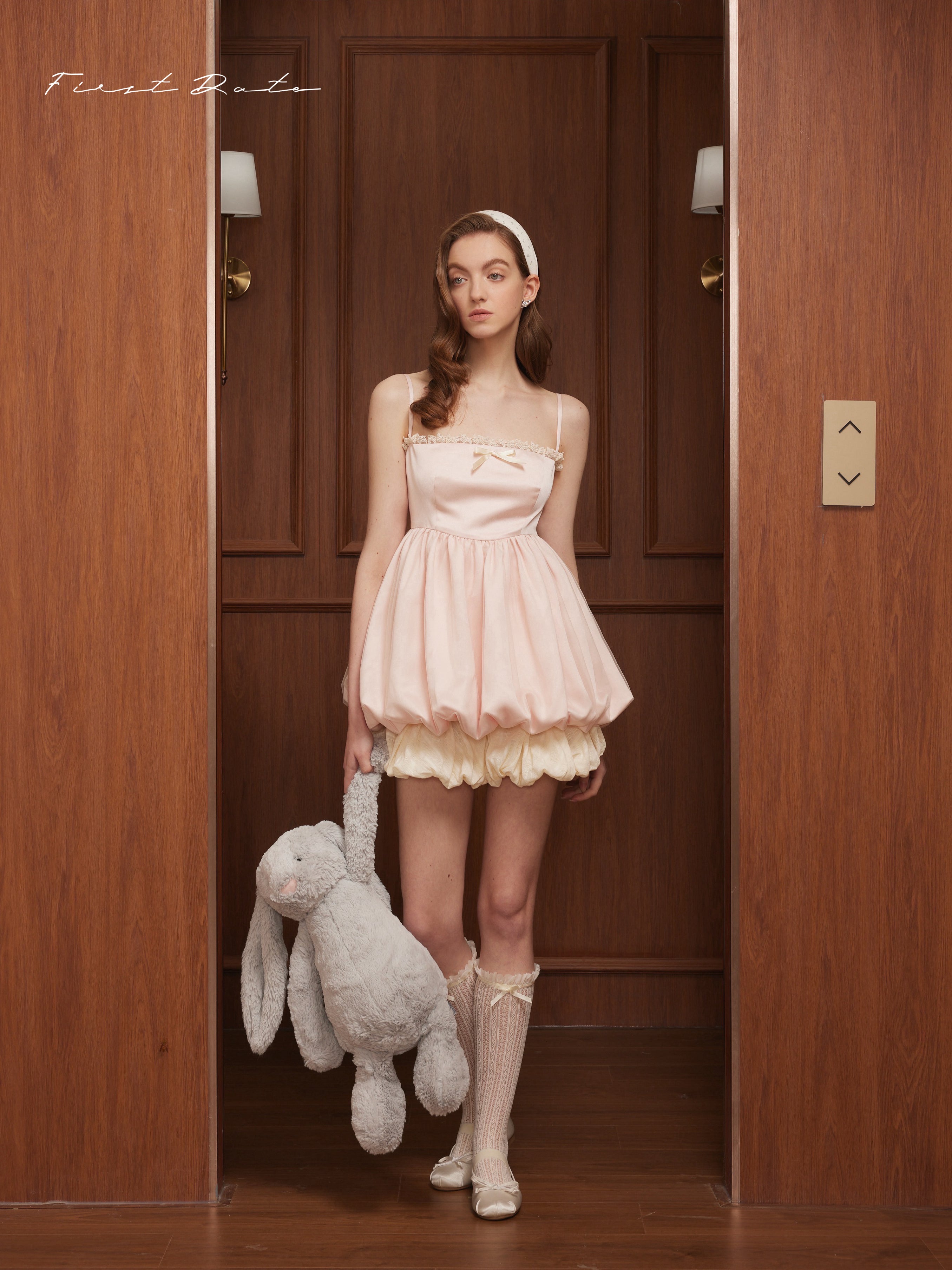 First Date Strawberry camisole puffy dress