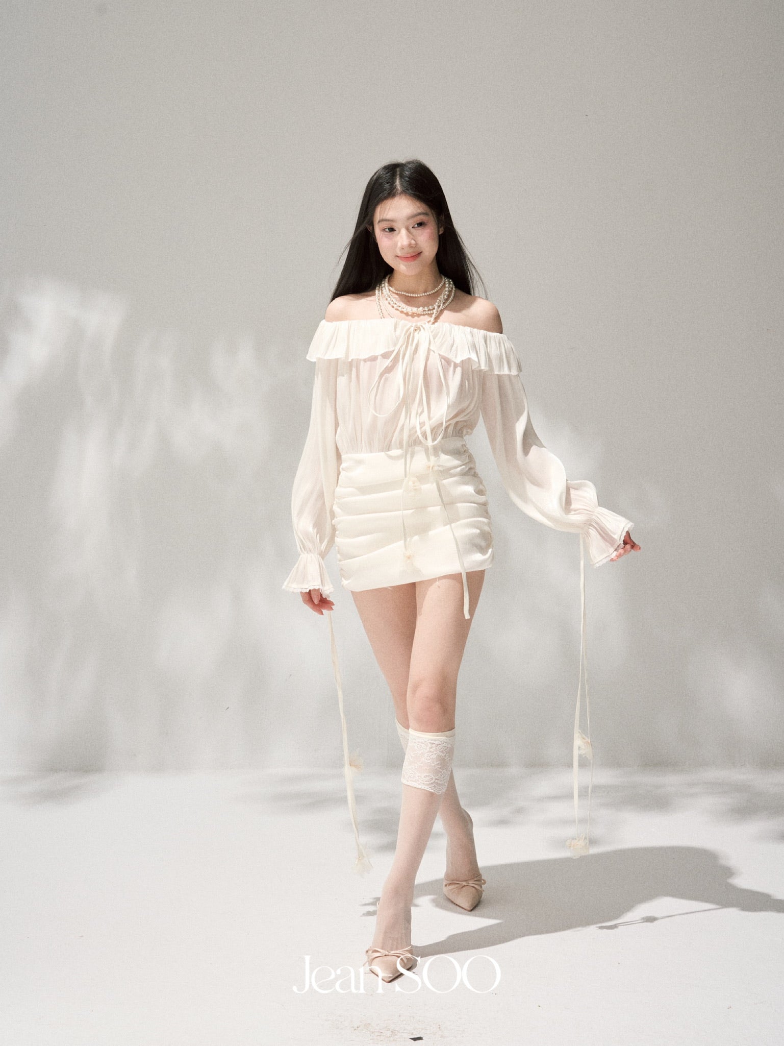 Jean Soo One-shoulder Handmade Flower Chest Dress