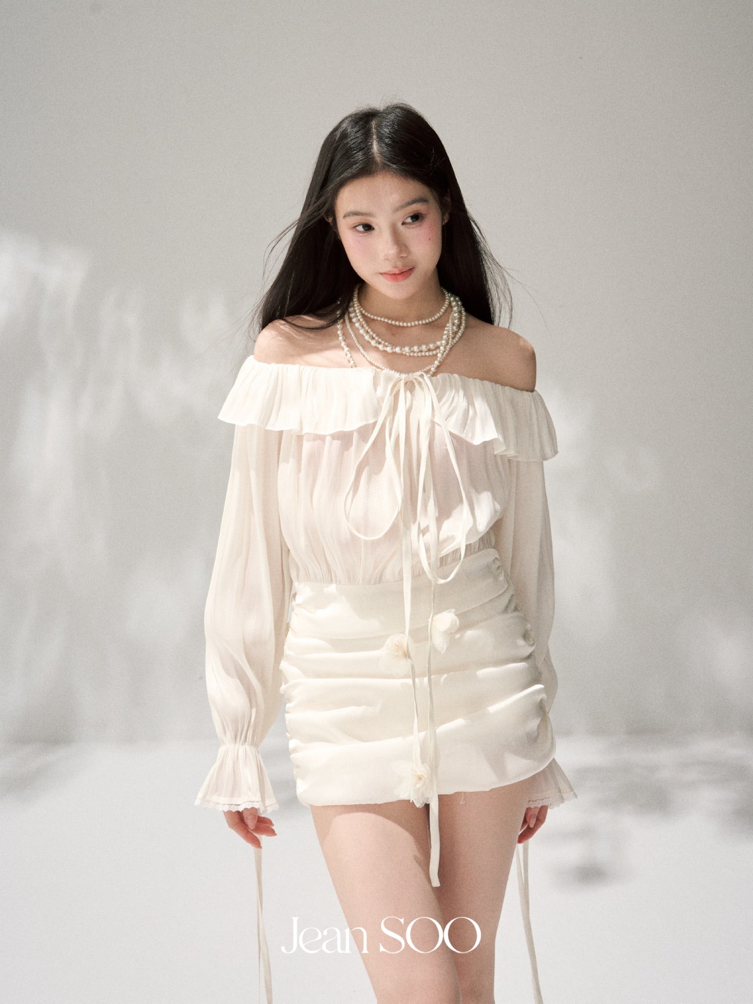 Jean Soo One-shoulder Handmade Flower Chest Dress