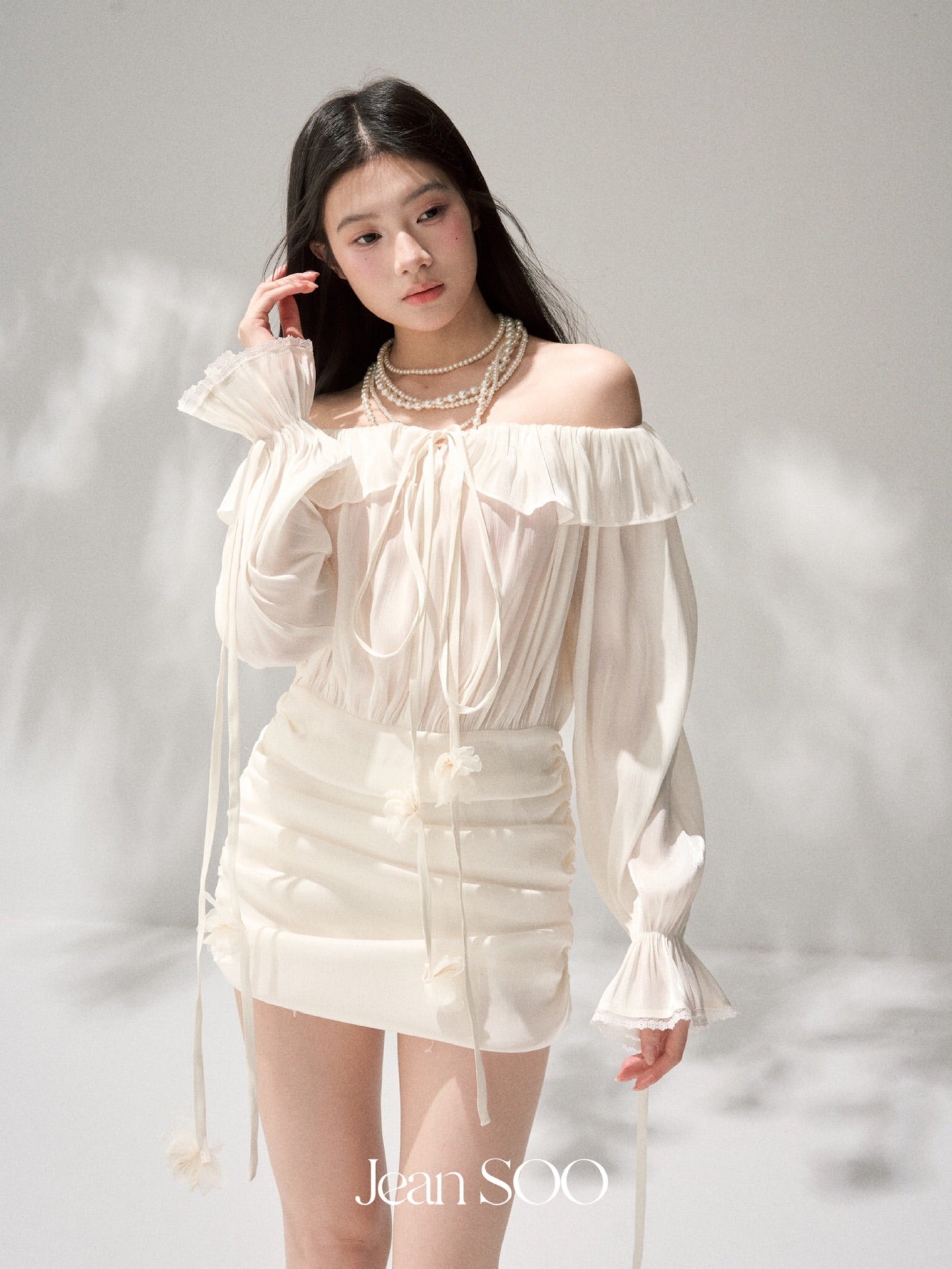 Jean Soo One-shoulder Handmade Flower Chest Dress