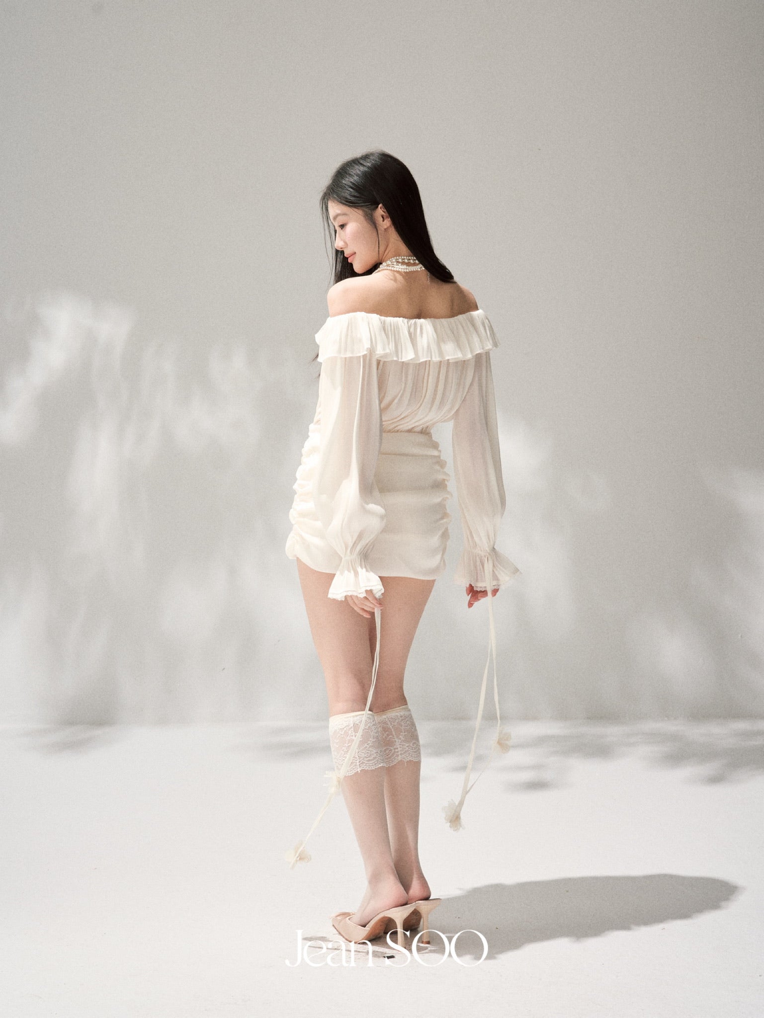 Jean Soo One-shoulder Handmade Flower Chest Dress