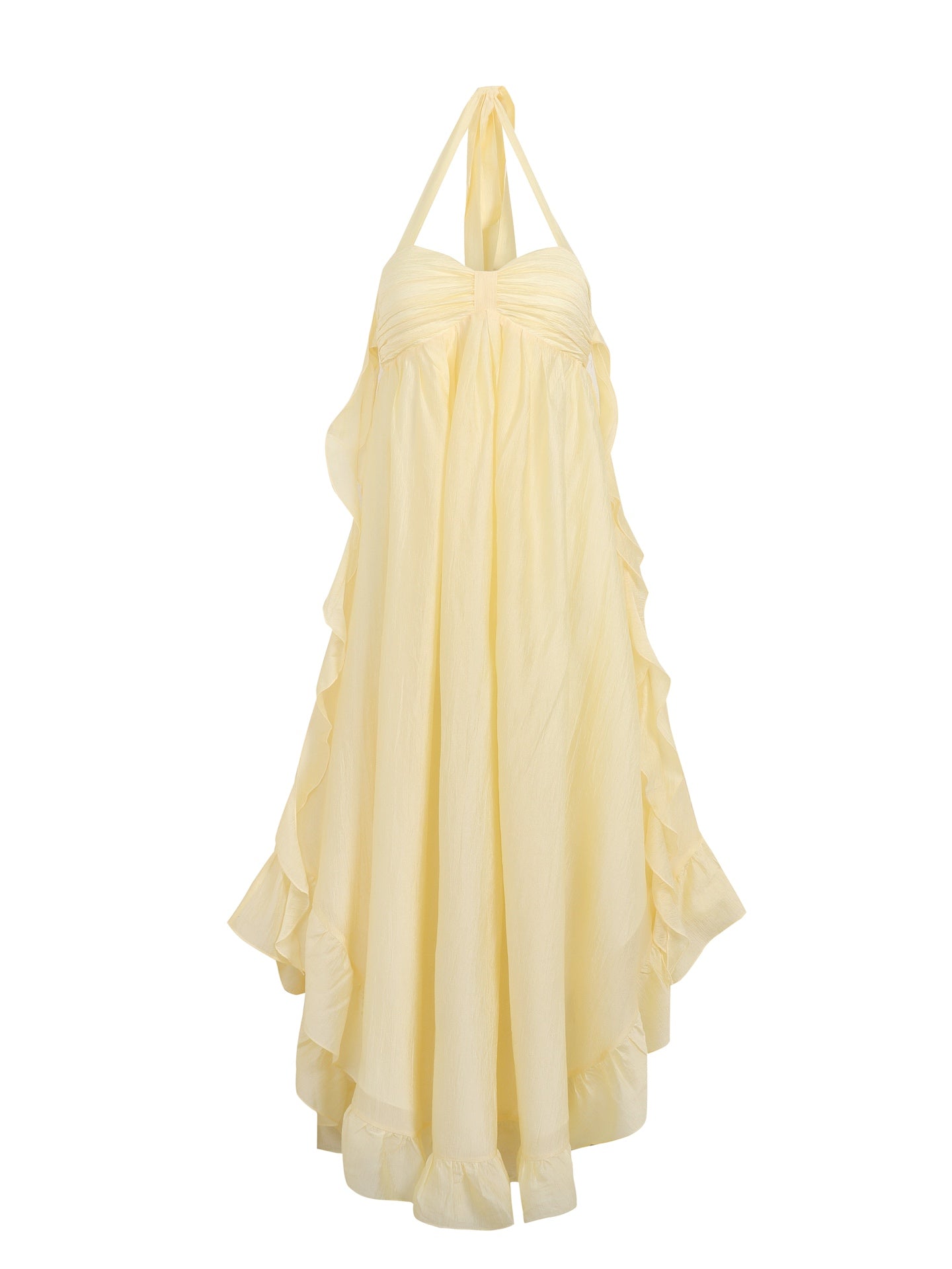 Jean Soo yellow neck-hanging breast-wiping long dress