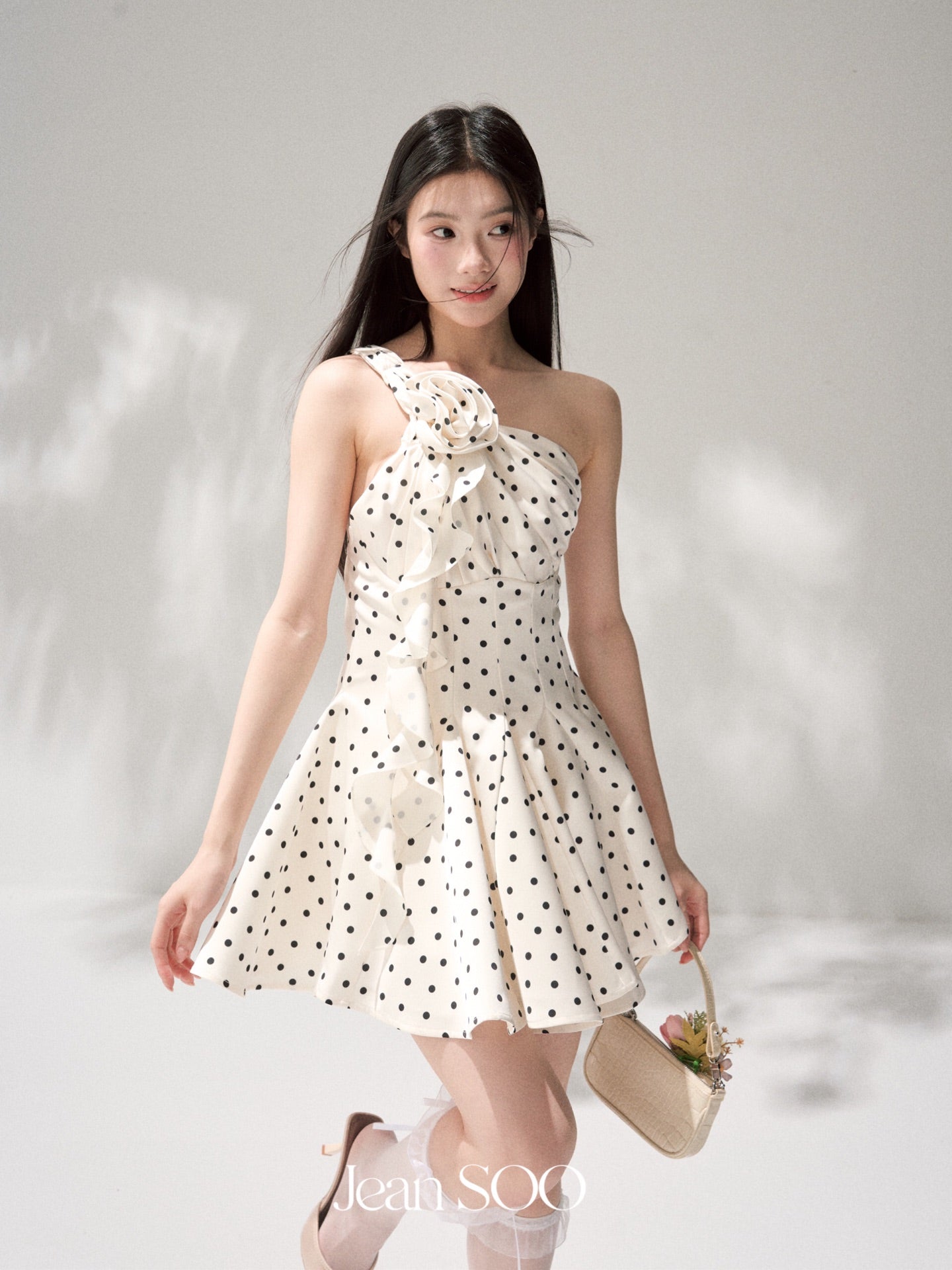 Jean Soo one-shoulder polka dot print dress