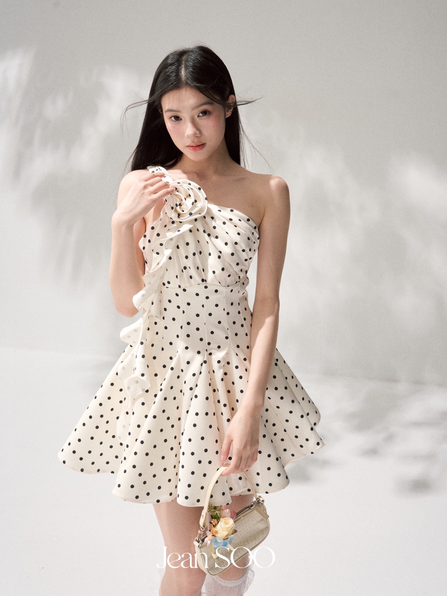 Jean Soo one-shoulder polka dot print dress