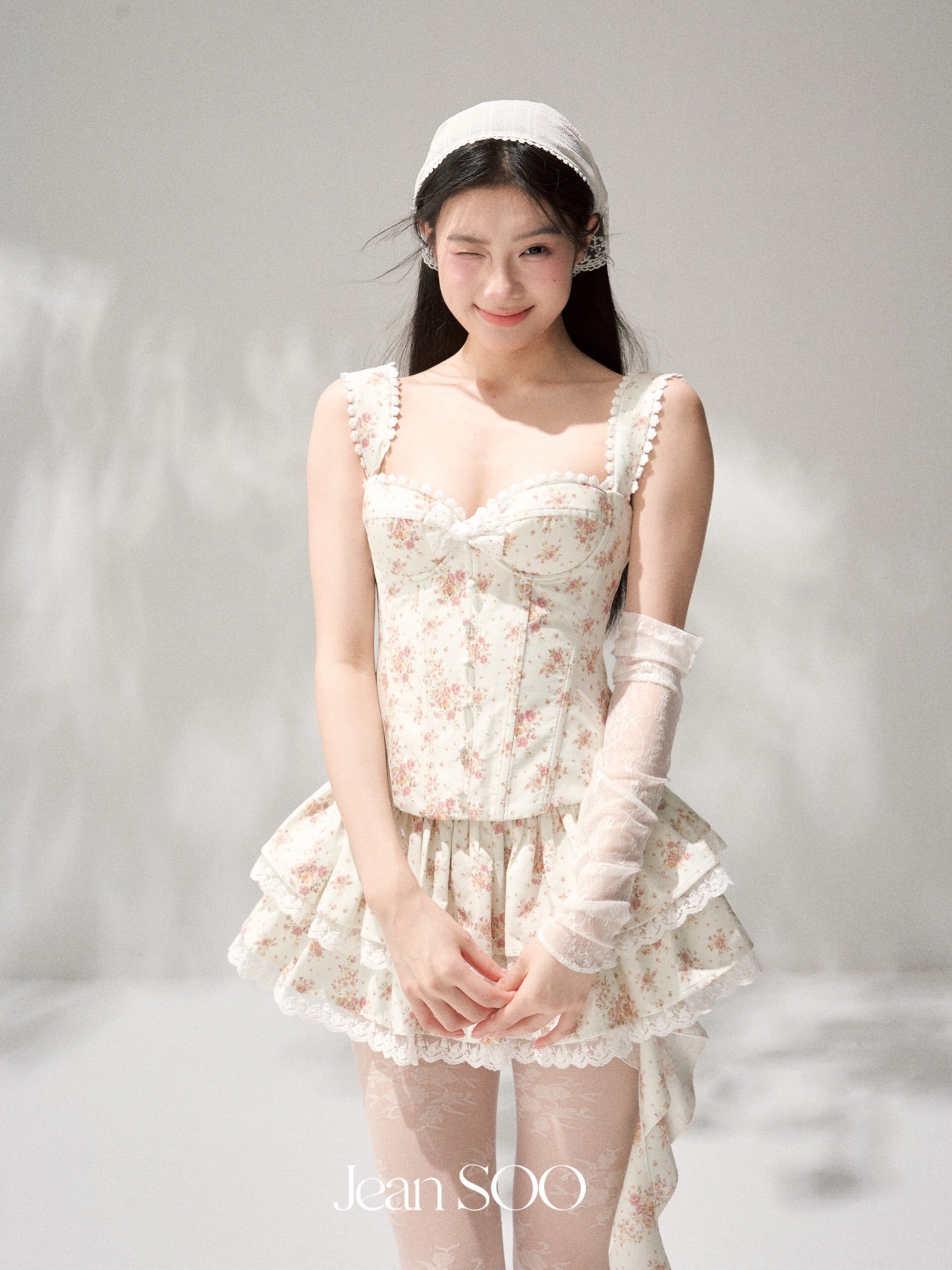 Jean Soo broken flower fish bone waist Corse+Skirt