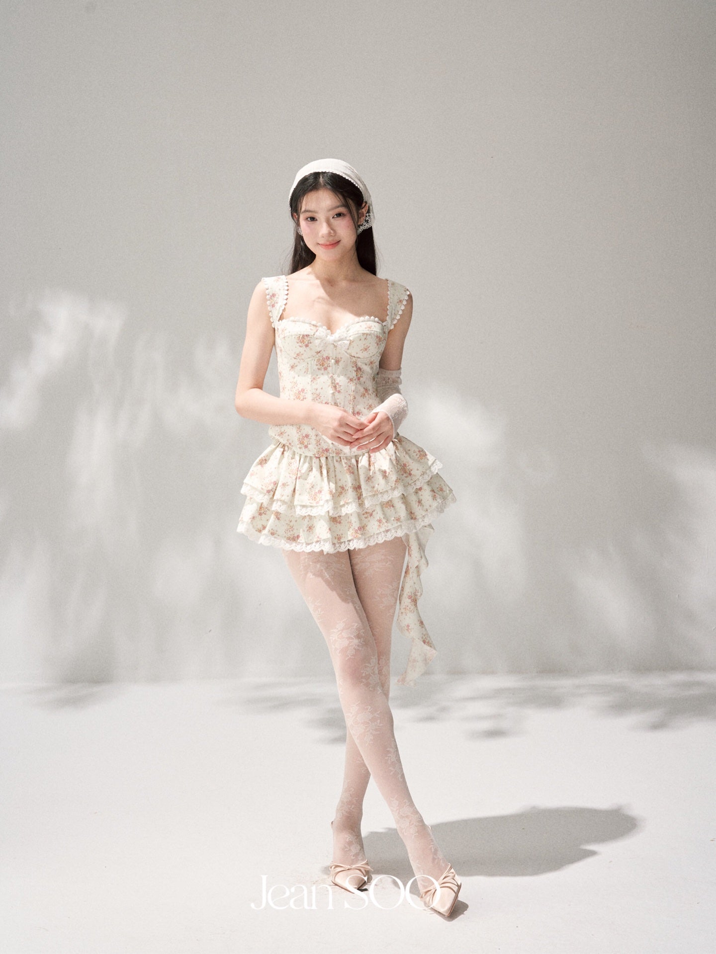 Jean Soo broken flower fish bone waist Corse+Skirt
