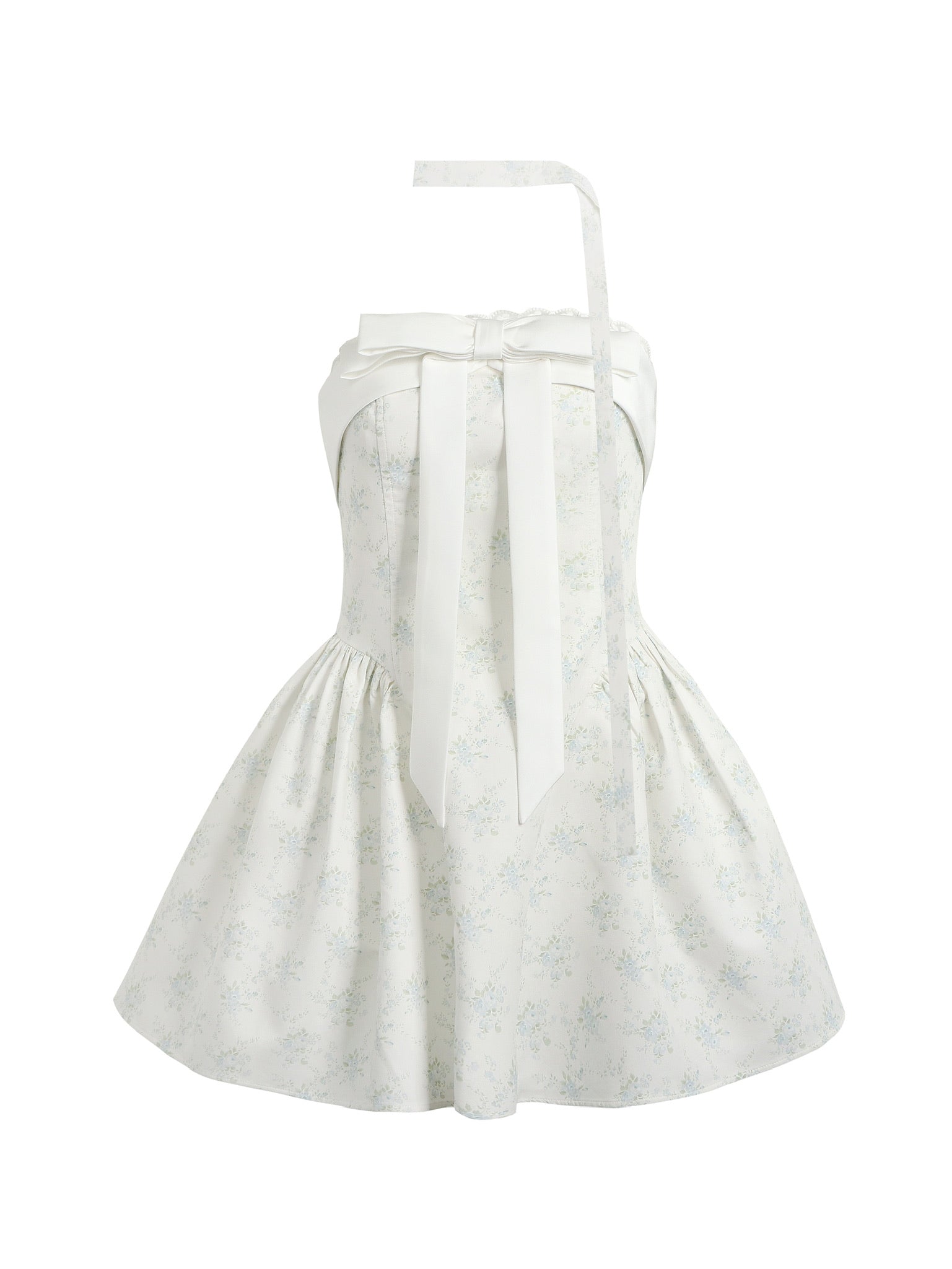 Jean Soo mint broken flower split waist lotus dress