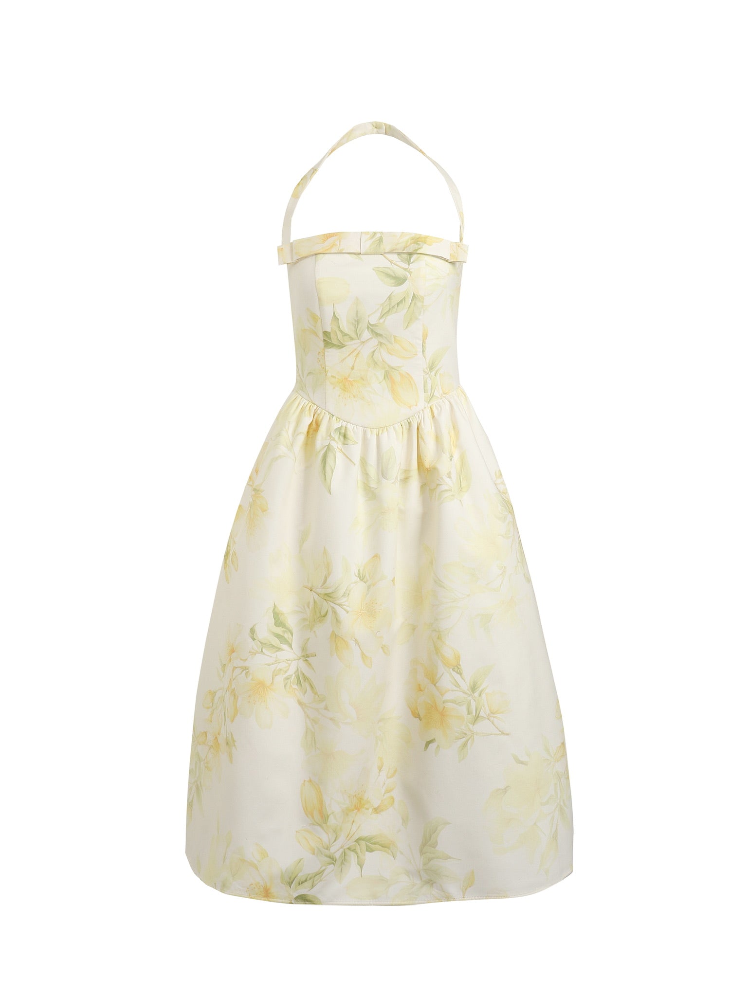 Jean Soo Waisted Hanging Neck Printed Light Dress