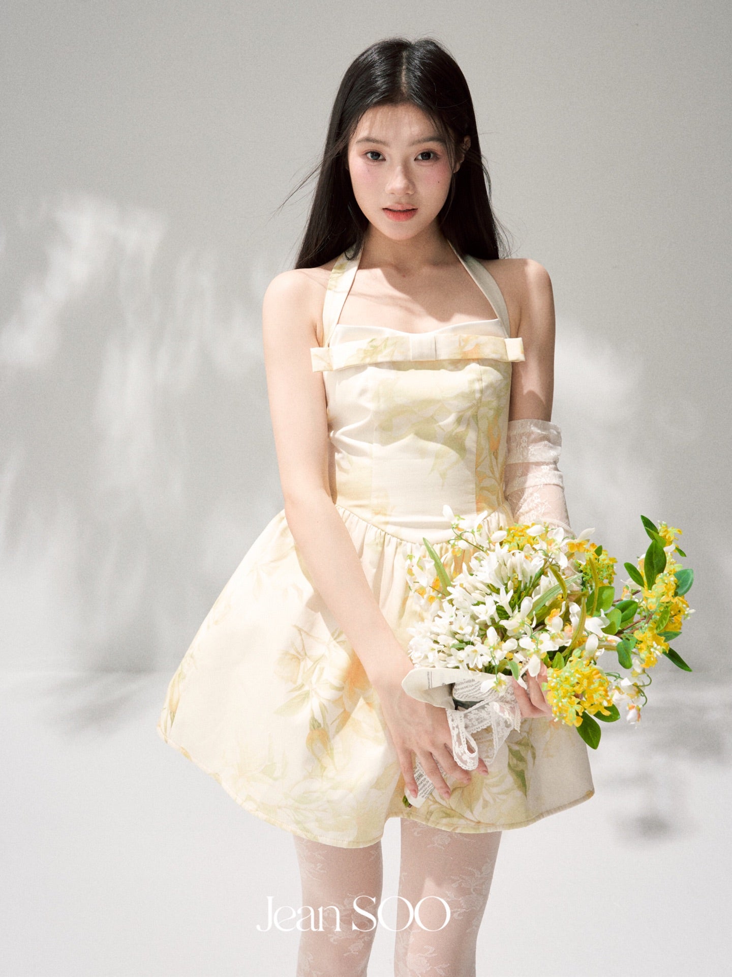 Jean Soo Hanging Neck Printed Fluffy dress