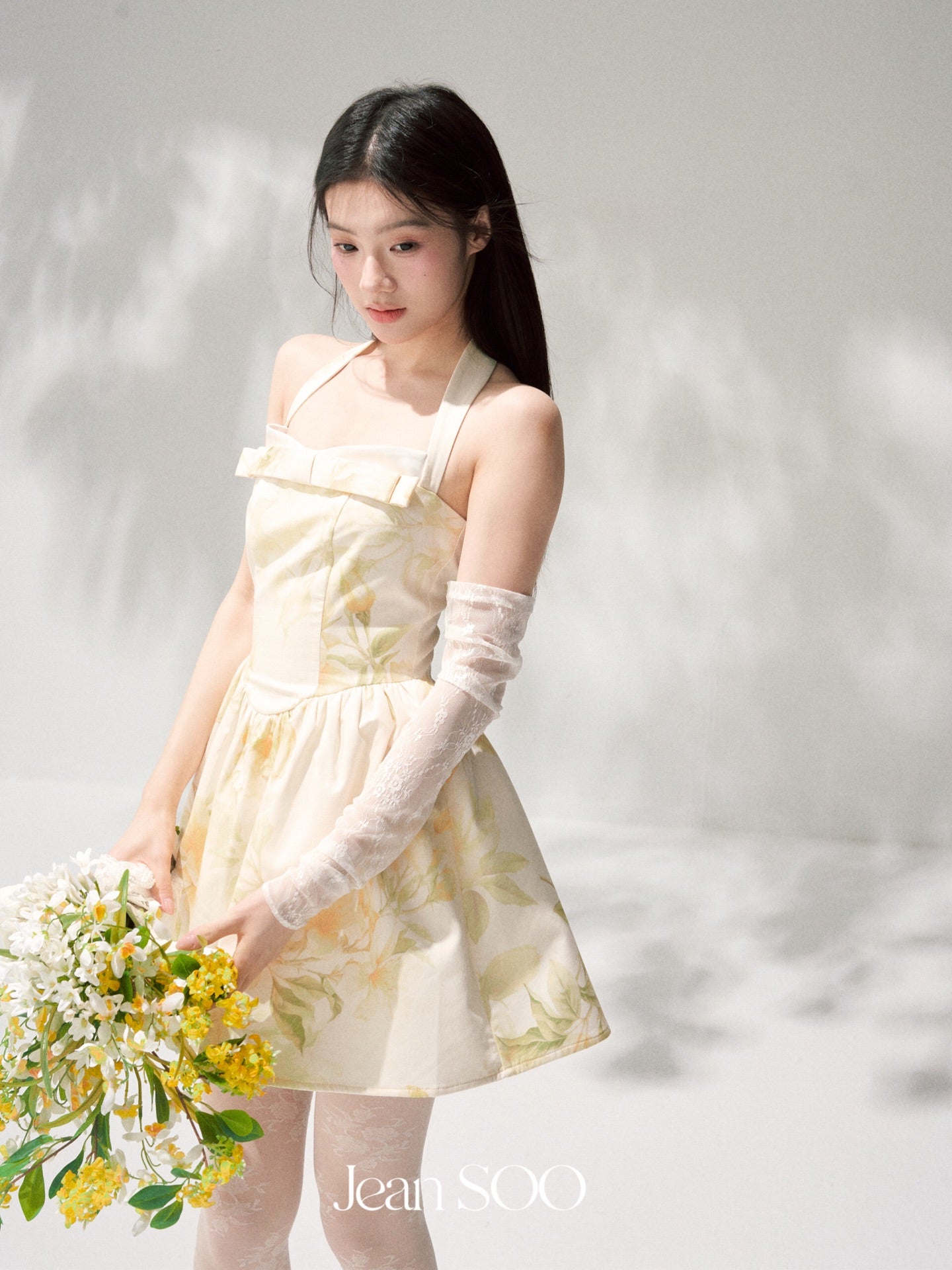 Jean Soo Hanging Neck Printed Fluffy dress
