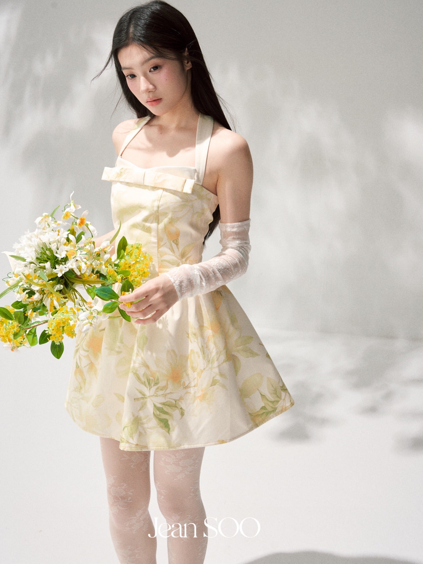 Jean Soo Hanging Neck Printed Fluffy dress