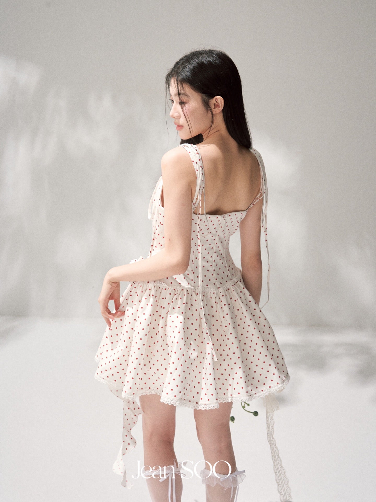 Jean Soo retro poldot fishbone suspender fluffy dress