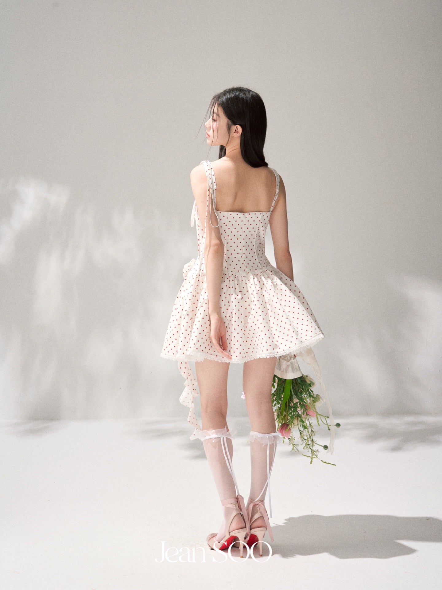Jean Soo retro poldot fishbone suspender fluffy dress