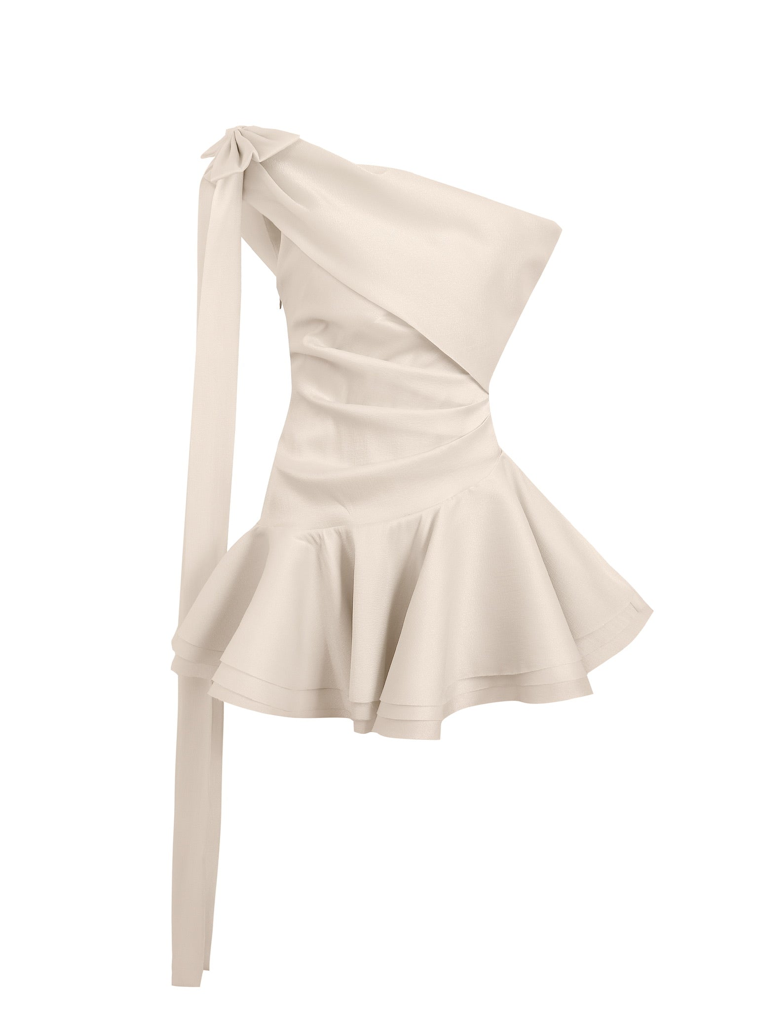 Jean Soo Pearly Elf slanted shoulder pleated irregular dress