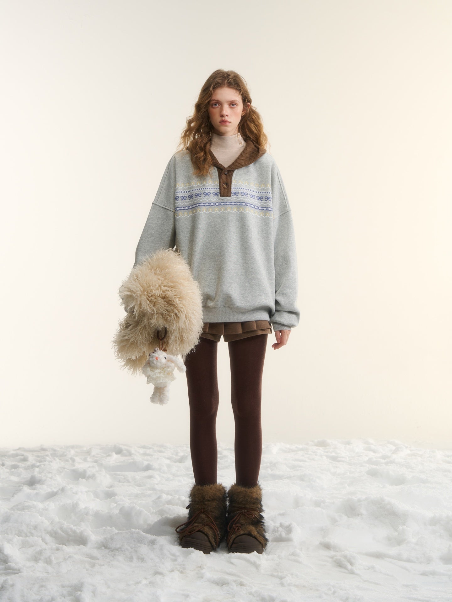 AsGony ASG25545 Fel Island printed casual hooded sweatshirt