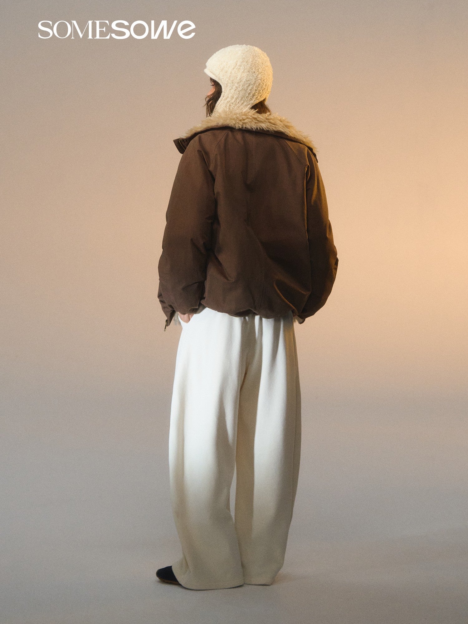 SOMESOWE S2508264 Polar fleece curved knife casual pants