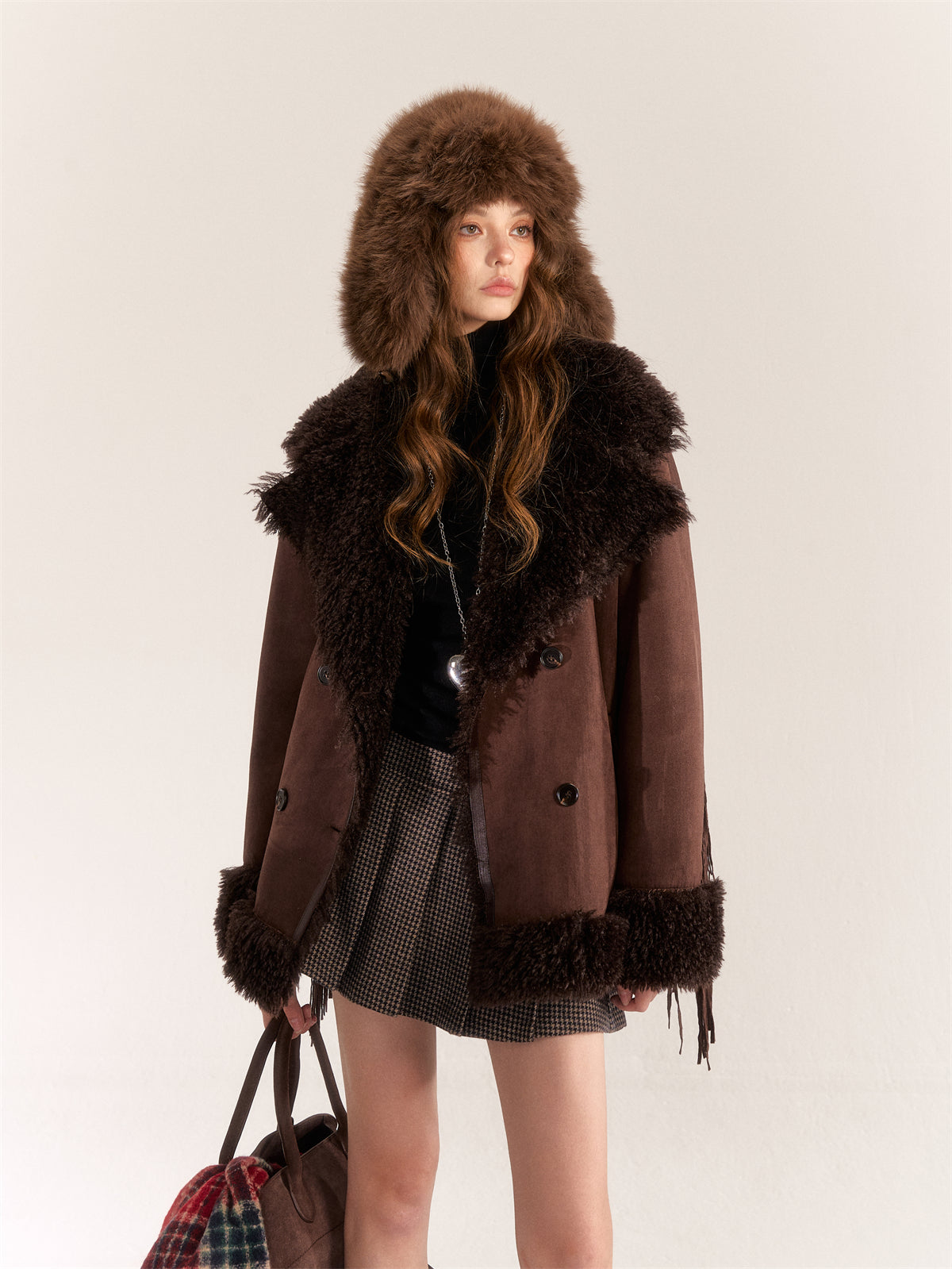 AsGony ASG24530 Suede & Fur Coat(2color)