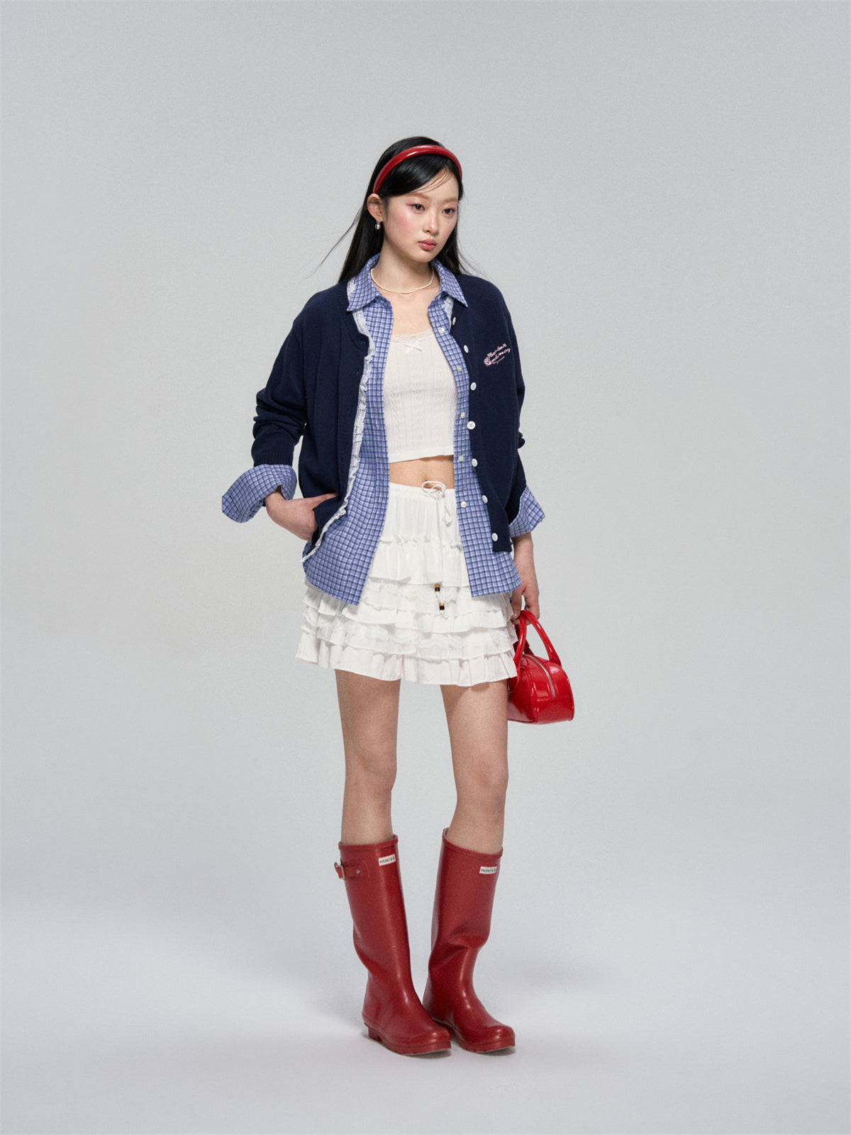 AsGony ASG25079 Rose embroidery lace knit cardigan