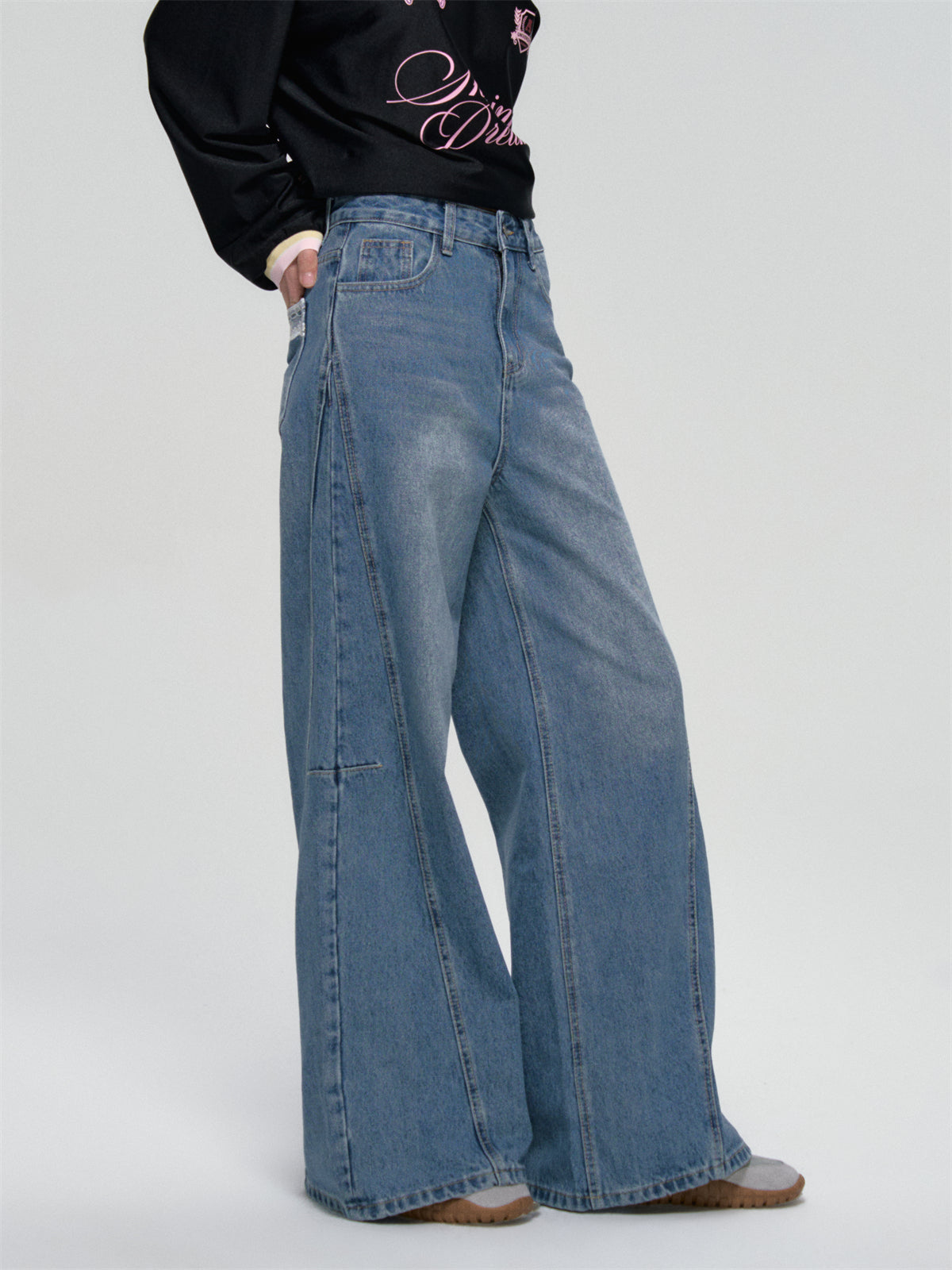 AsGony ASG25086 Lace straight leg jeans